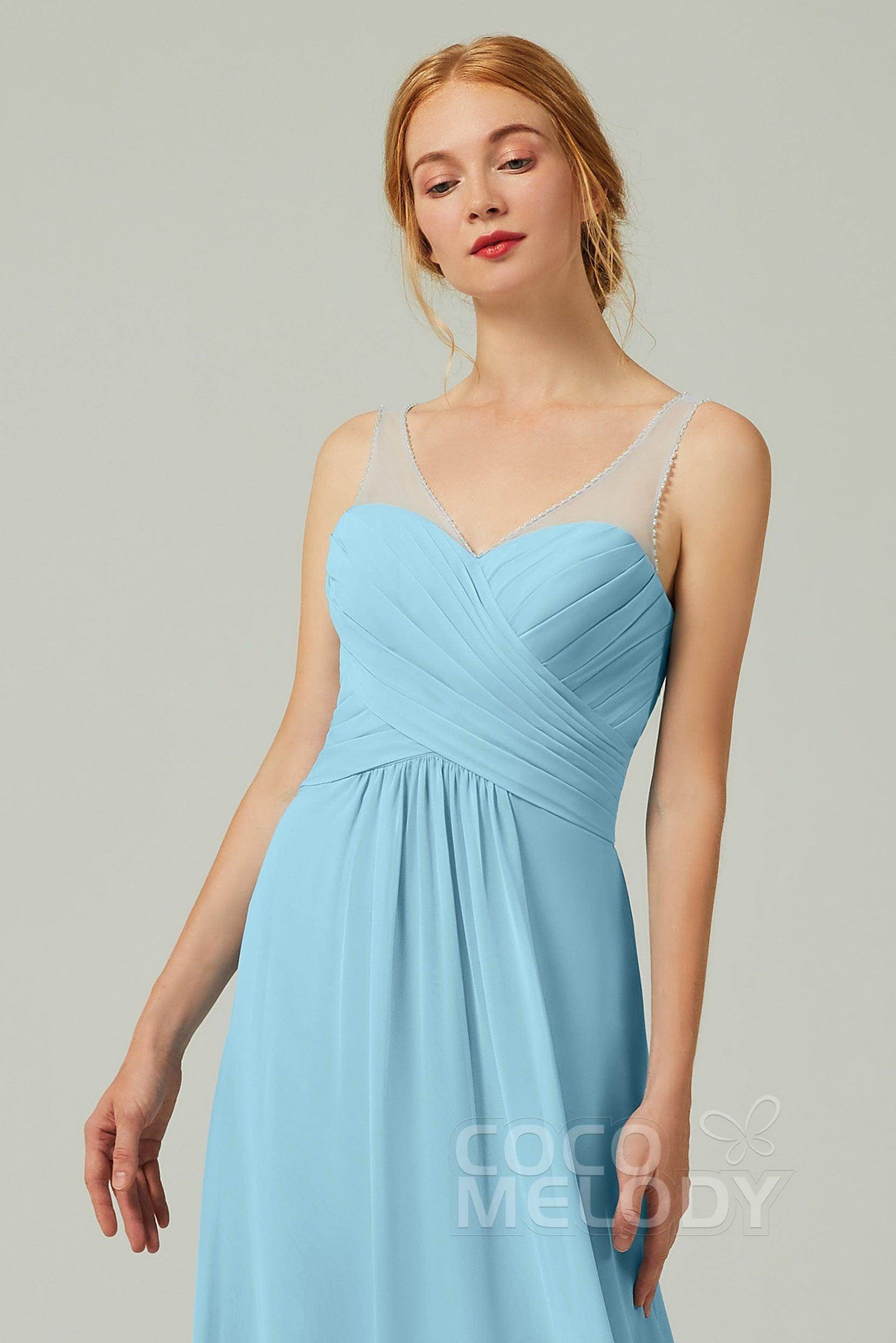 A-Line Floor Length Chiffon Bridesmaid Dress CB0331