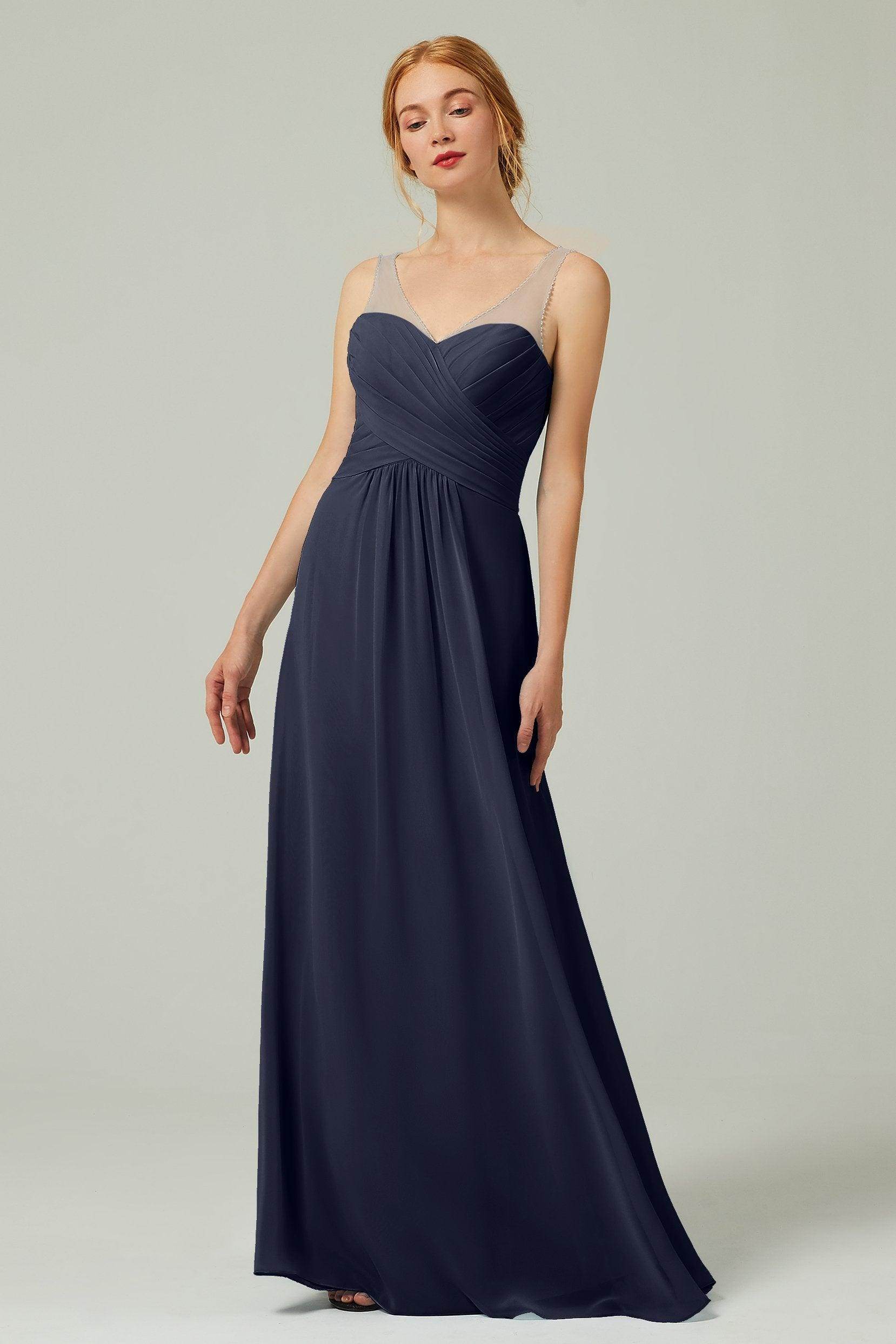 A-Line Floor Length Chiffon Bridesmaid Dress CB0331