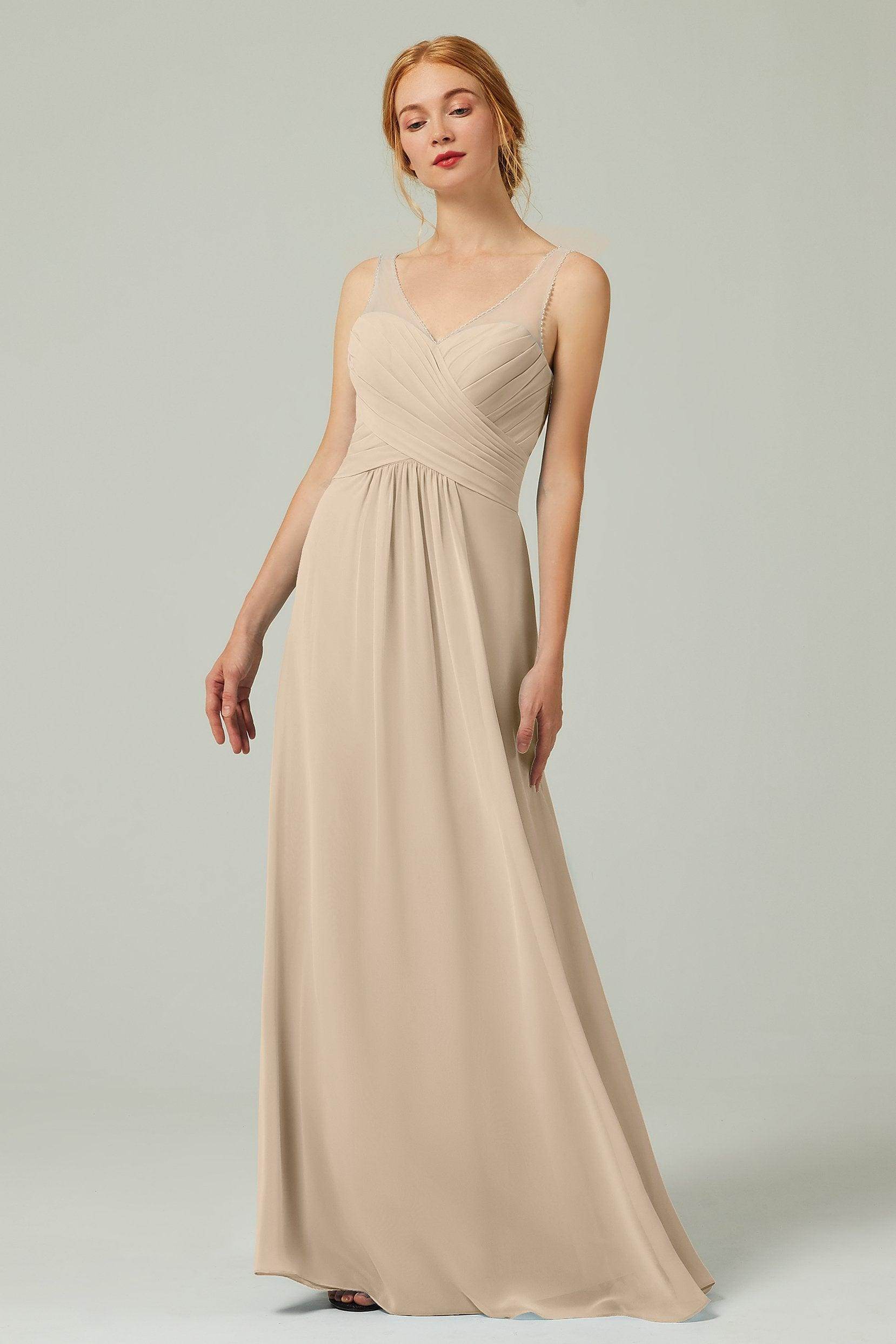 A-Line Floor Length Chiffon Bridesmaid Dress CB0331