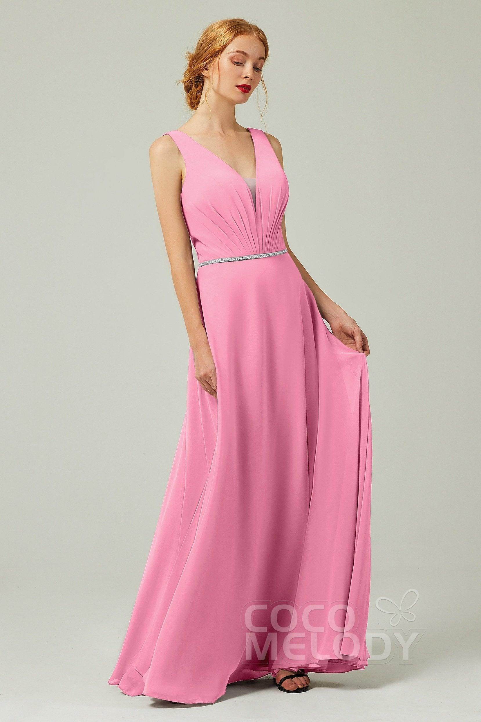 A-Line Floor Length Chiffon Bridesmaid Dress CB0332