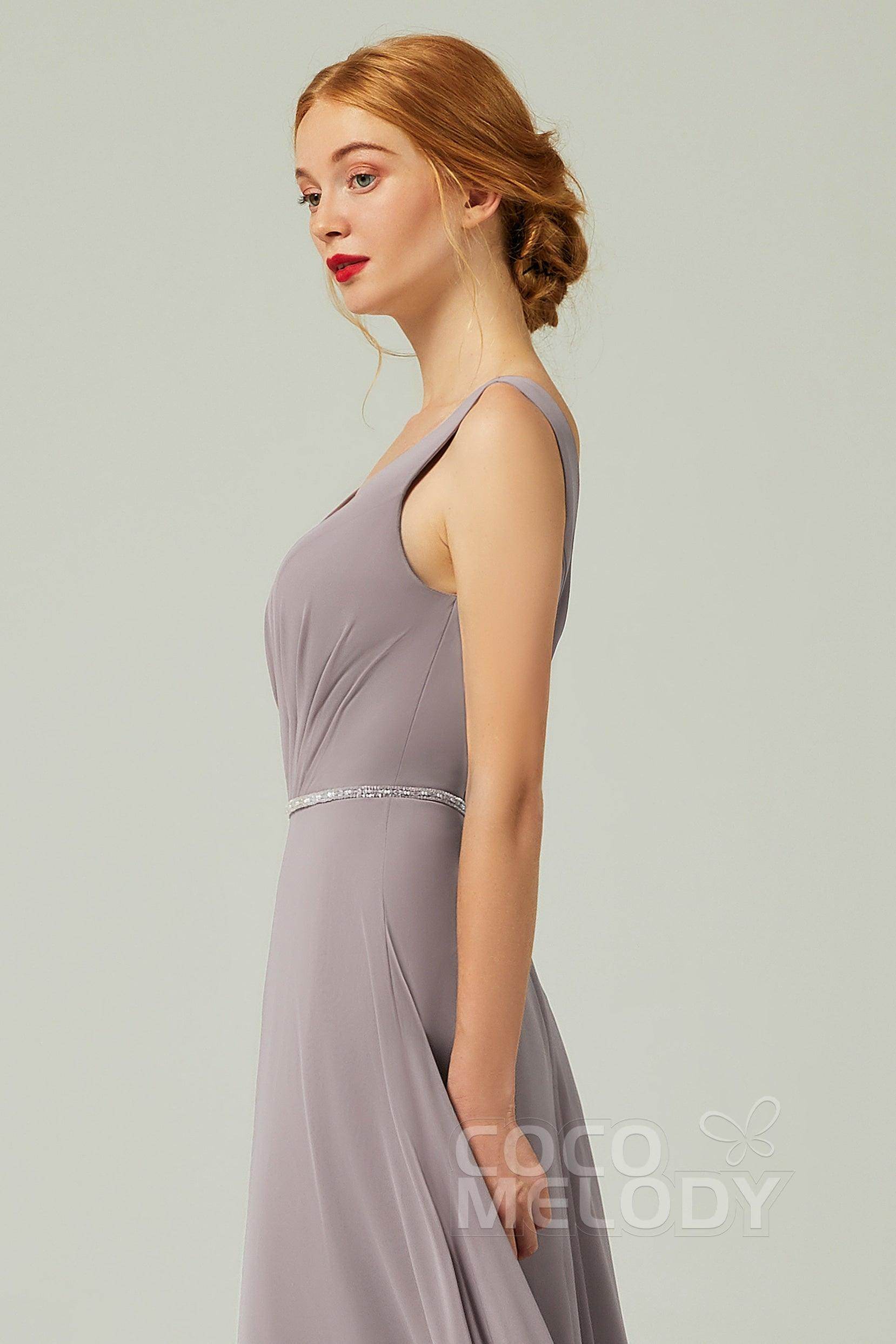 A-Line Floor Length Chiffon Bridesmaid Dress CB0332