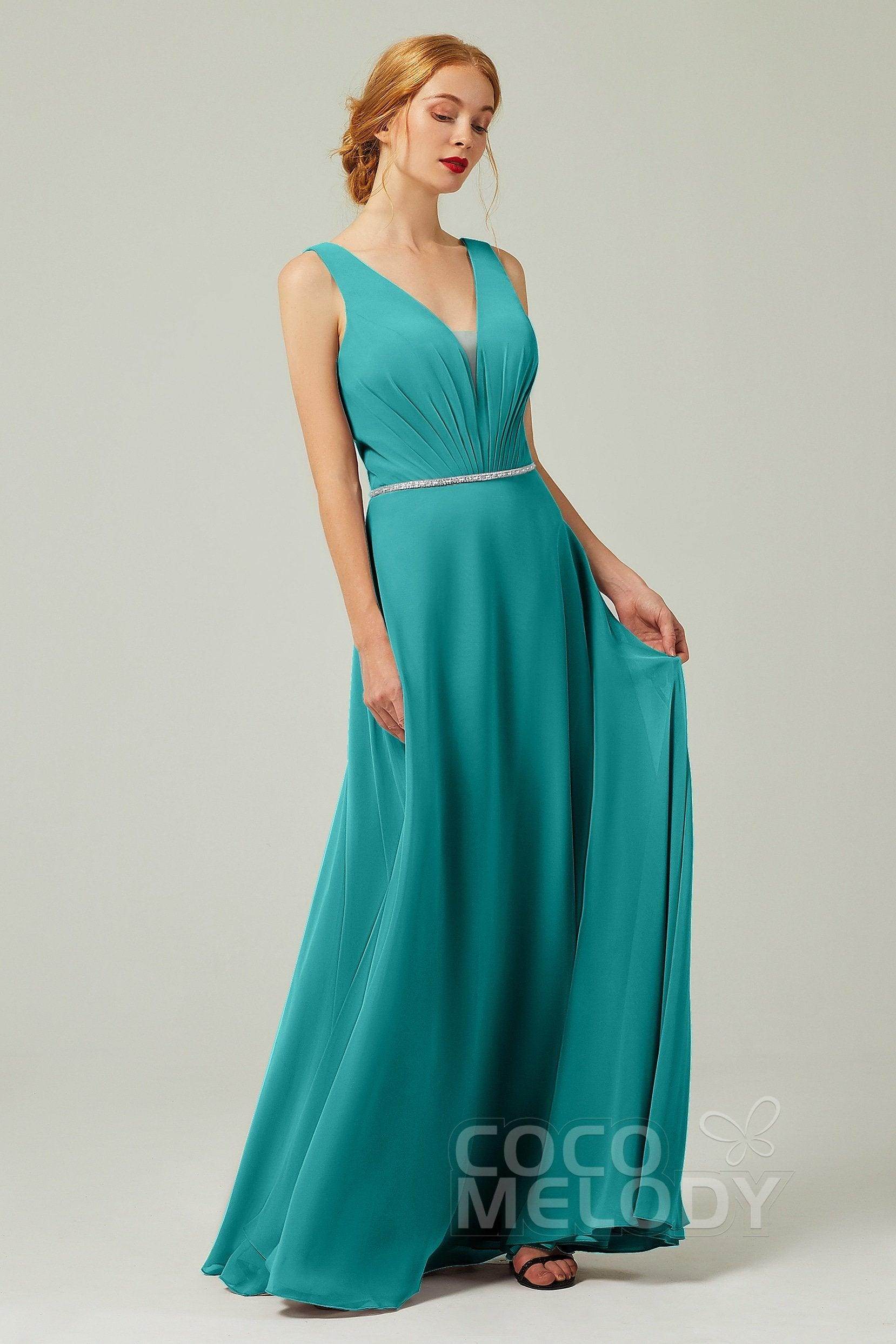A-Line Floor Length Chiffon Bridesmaid Dress CB0332
