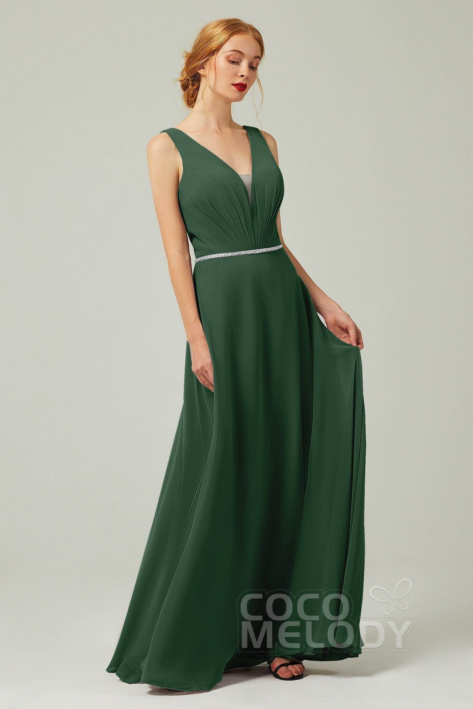A-Line Floor Length Chiffon Bridesmaid Dress CB0332