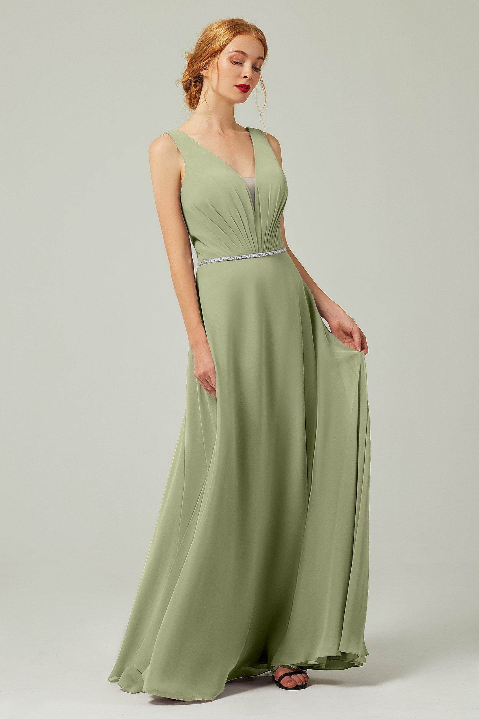 A-Line Floor Length Chiffon Bridesmaid Dress CB0332