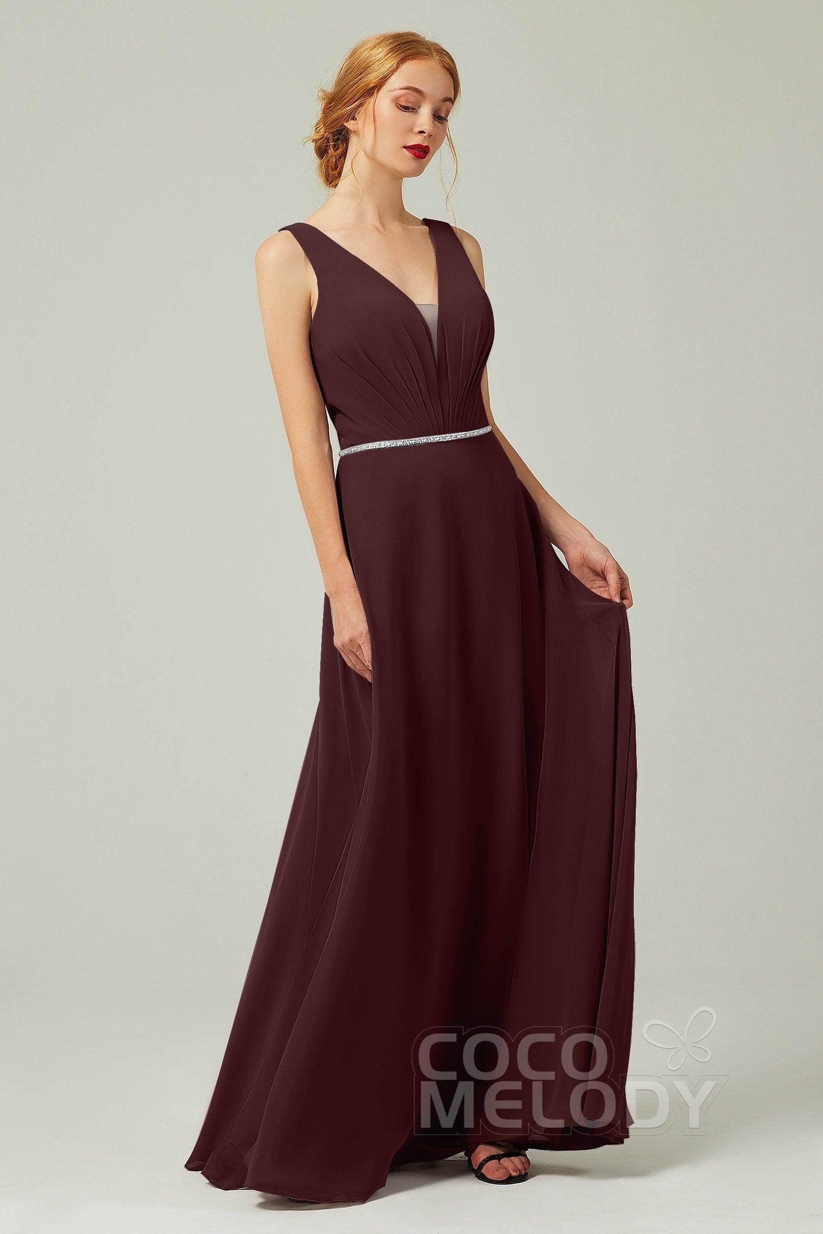 A-Line Floor Length Chiffon Bridesmaid Dress CB0332