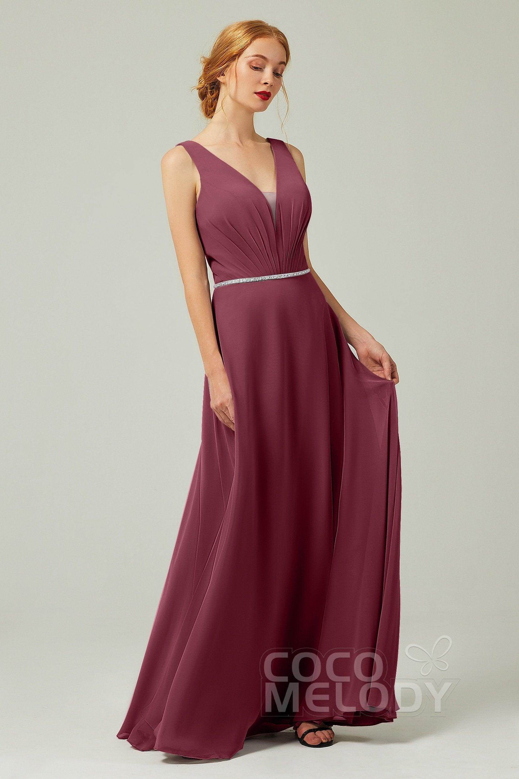 A-Line Floor Length Chiffon Bridesmaid Dress CB0332