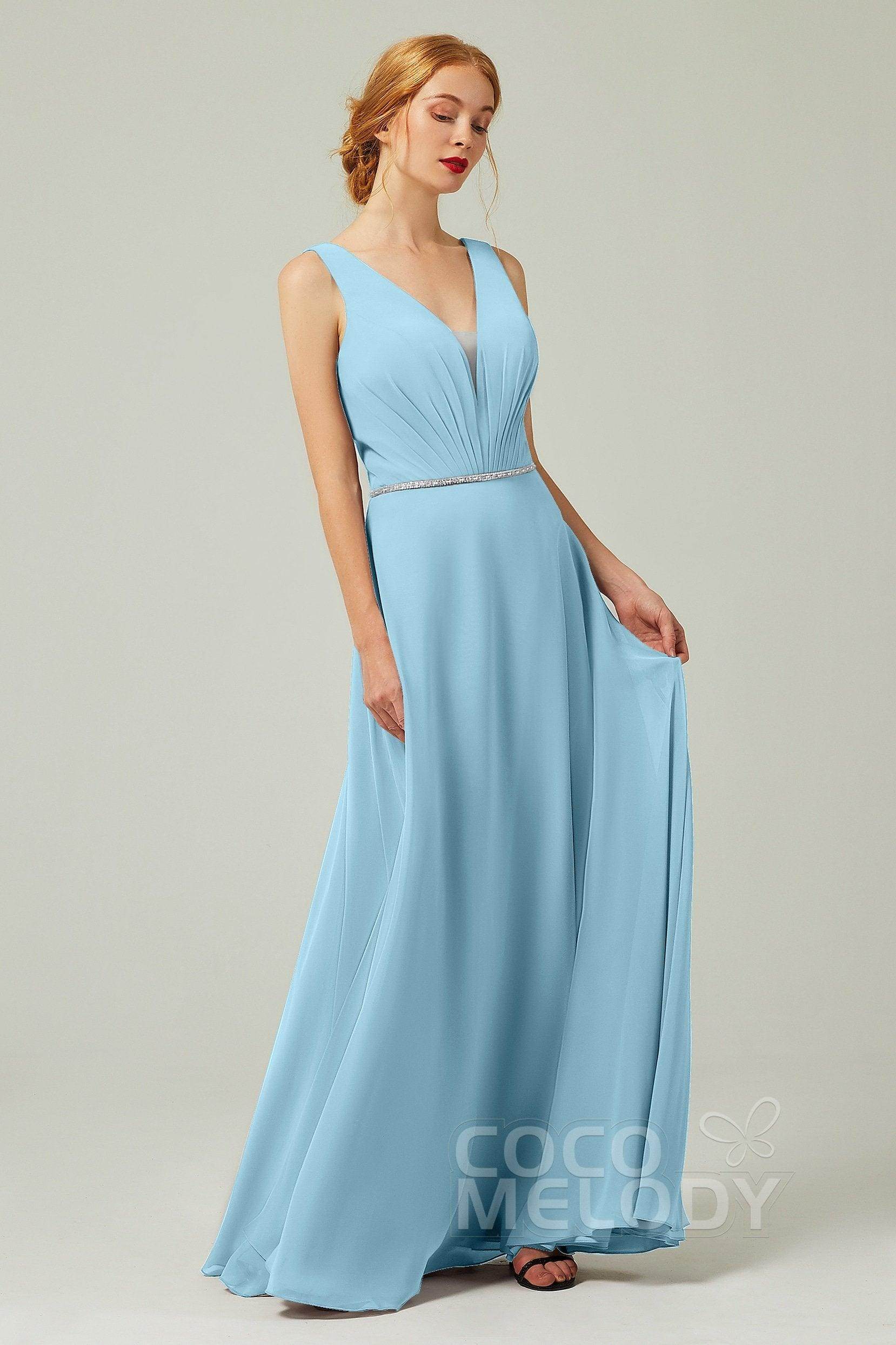 A-Line Floor Length Chiffon Bridesmaid Dress CB0332