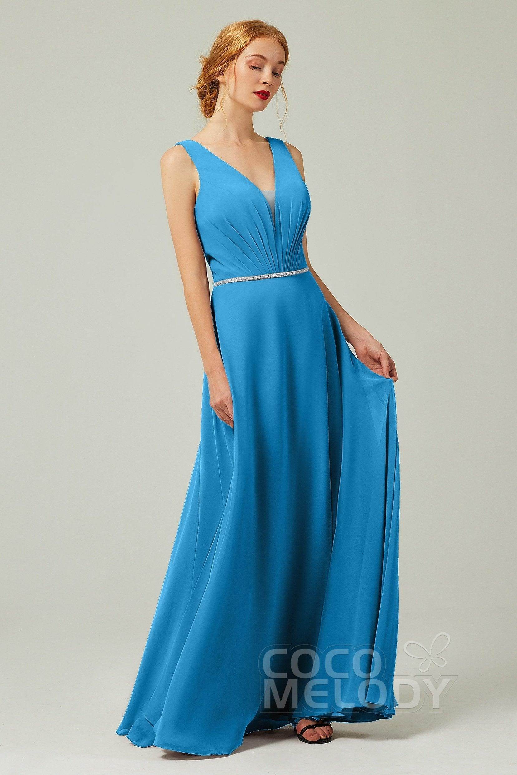 A-Line Floor Length Chiffon Bridesmaid Dress CB0332