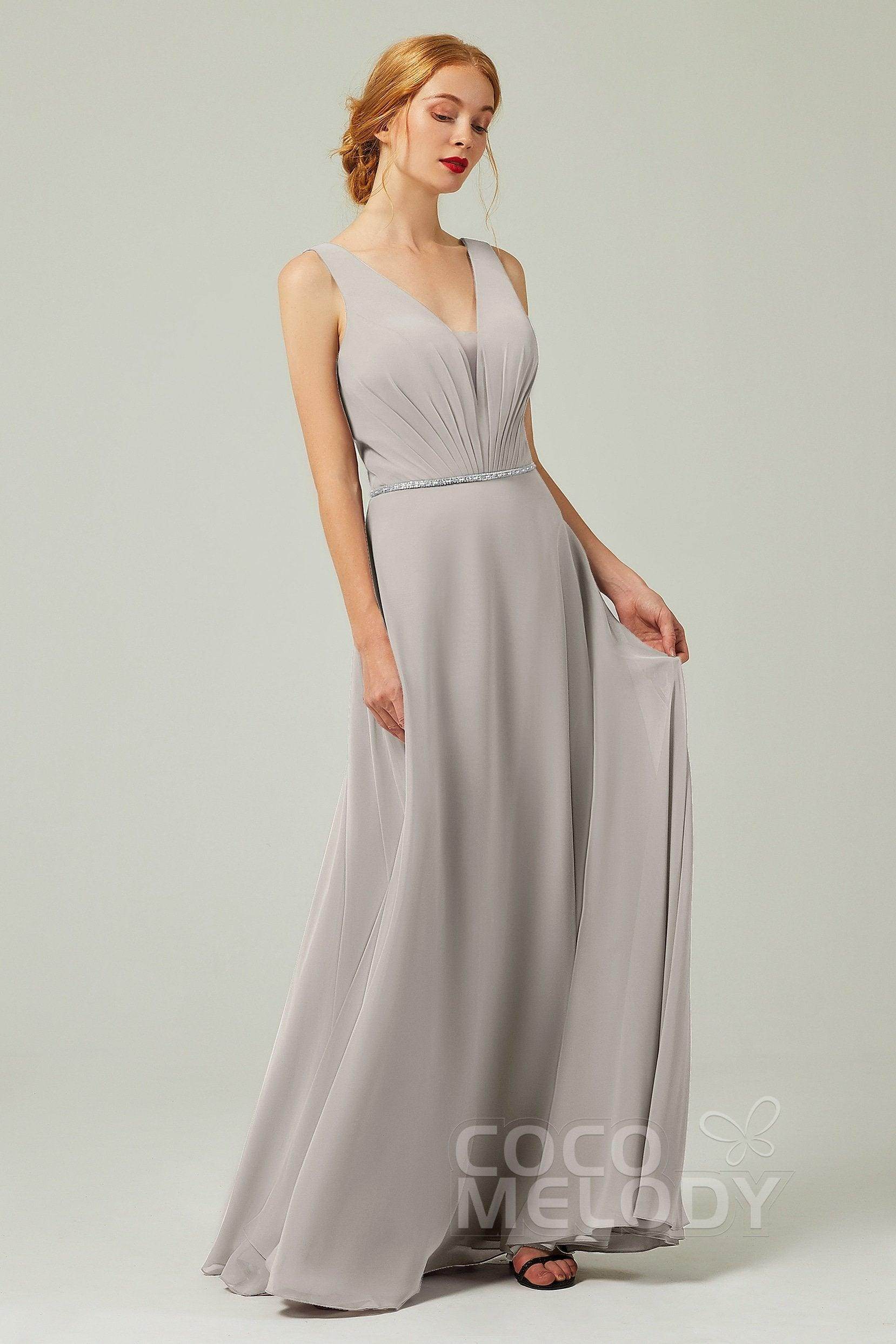 A-Line Floor Length Chiffon Bridesmaid Dress CB0332