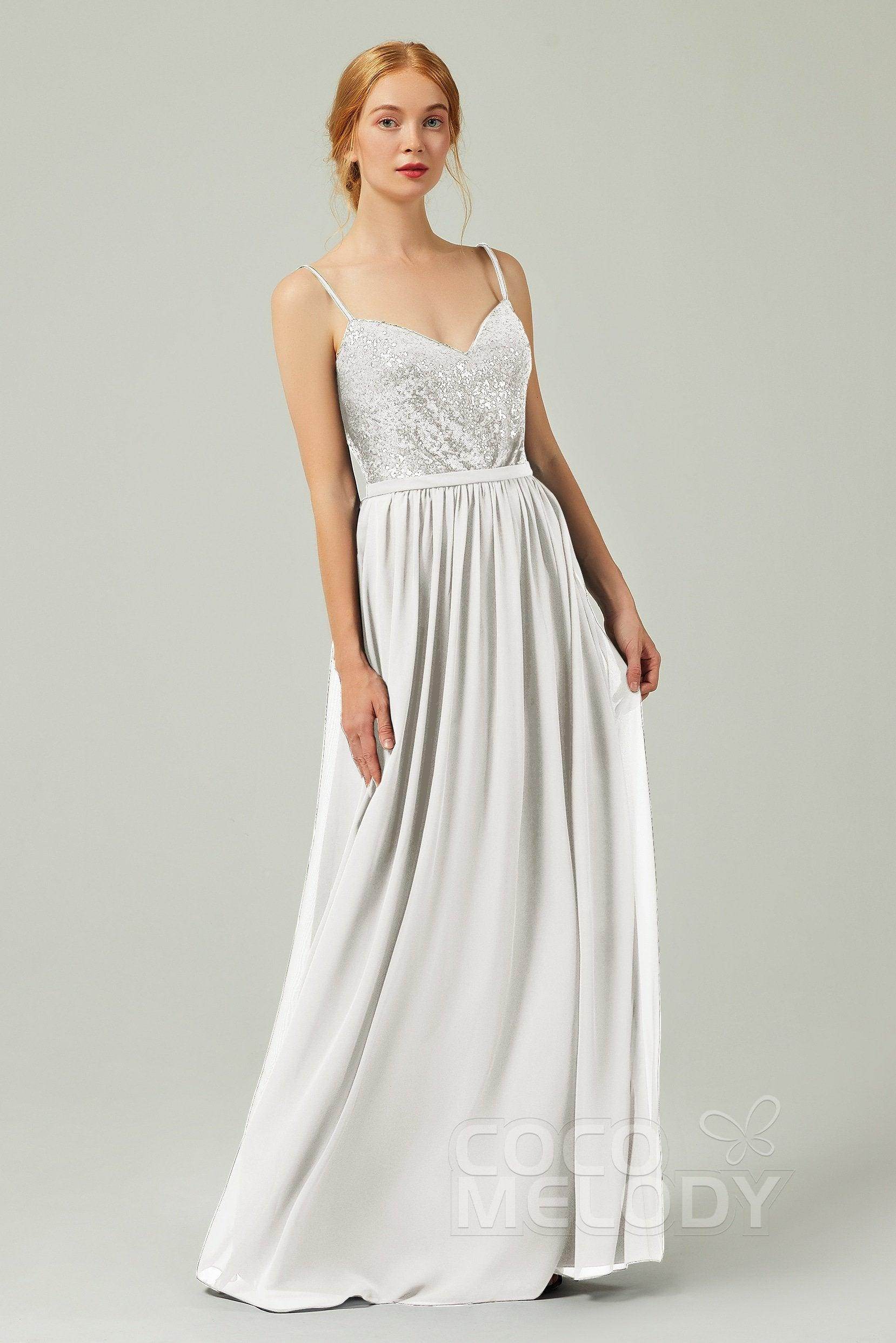 A-Line Floor Length Chiffon Sequined Bridesmaid Dress Formal Dresses CB0333