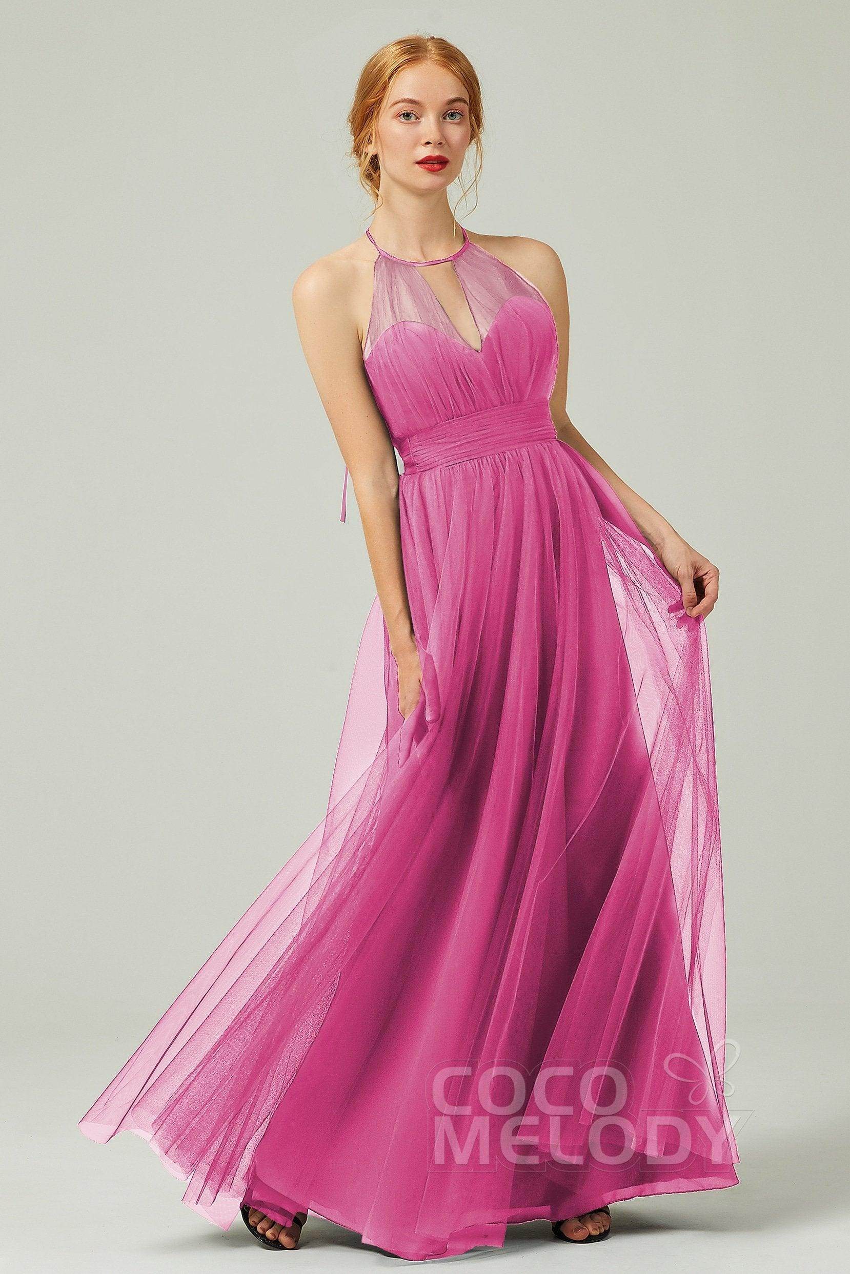 A-Line Floor Length Tulle Bridesmaid Dress CB0334PS