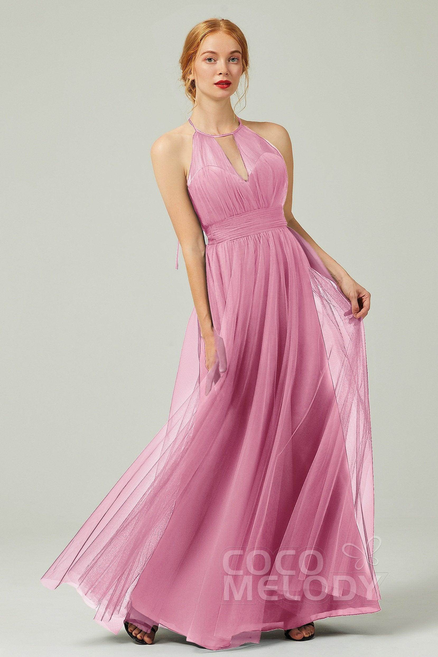 A-Line Floor Length Tulle Bridesmaid Dress CB0334PS