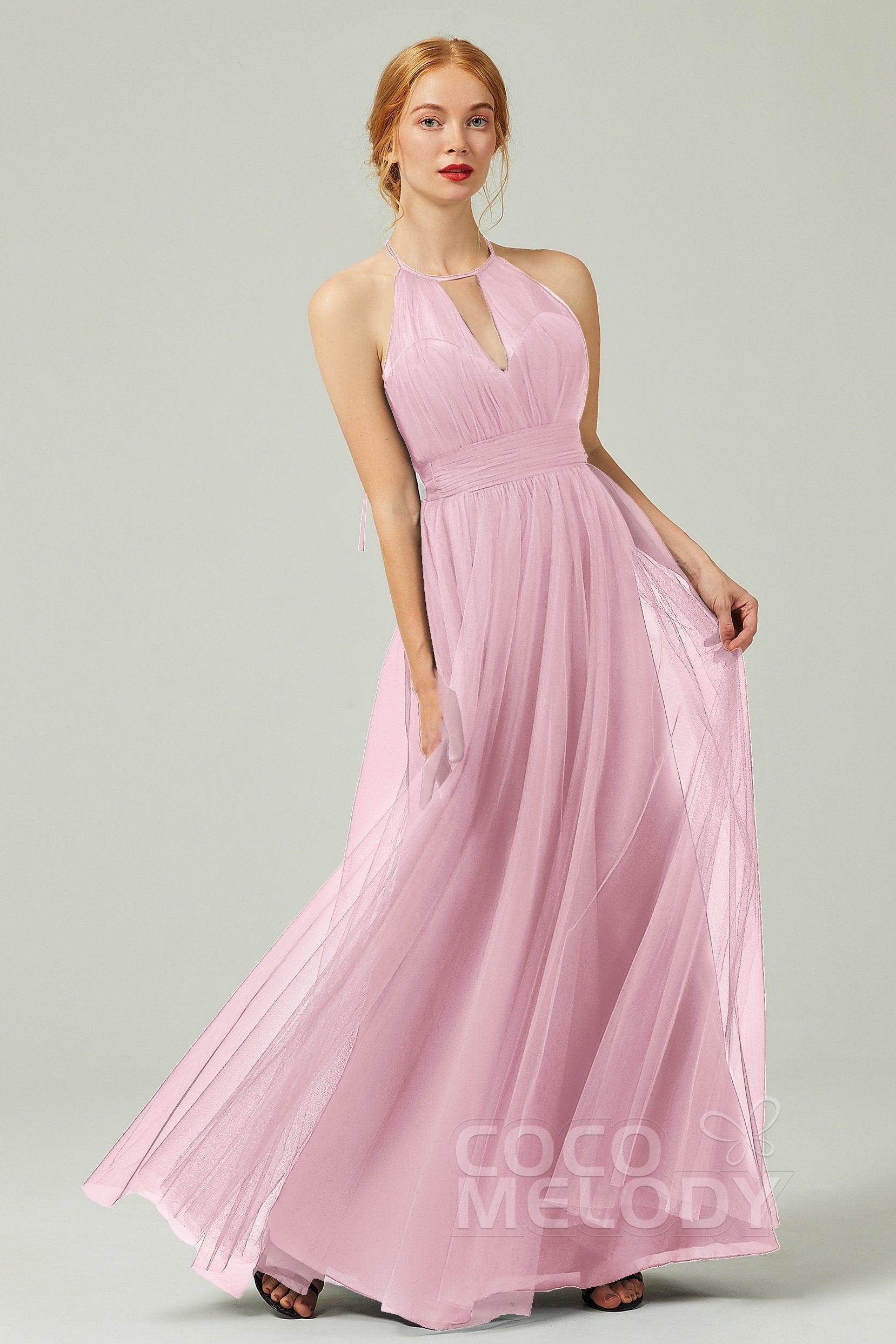 A-Line Floor Length Tulle Bridesmaid Dress CB0334PS