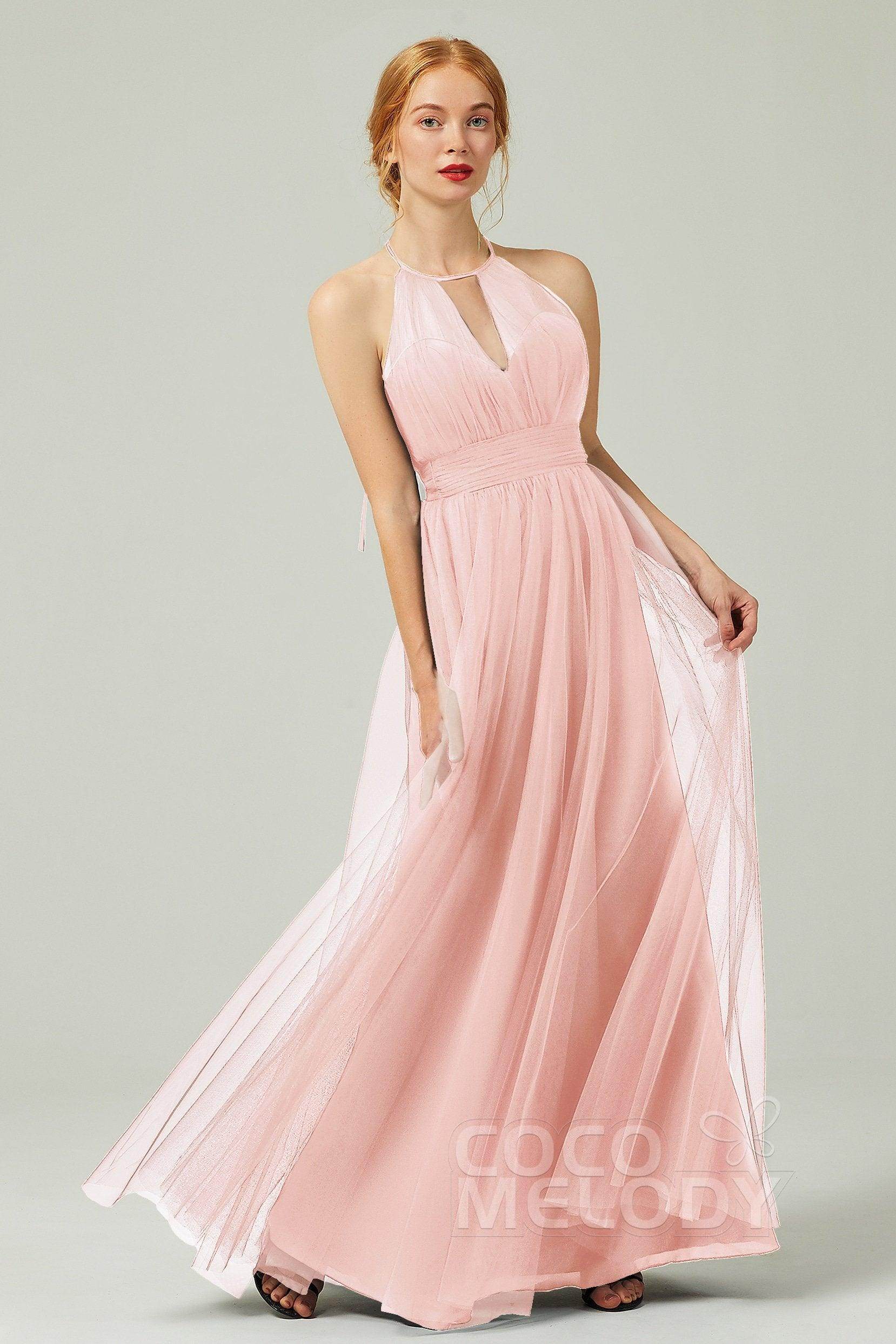 A-Line Floor Length Tulle Bridesmaid Dress CB0334PS