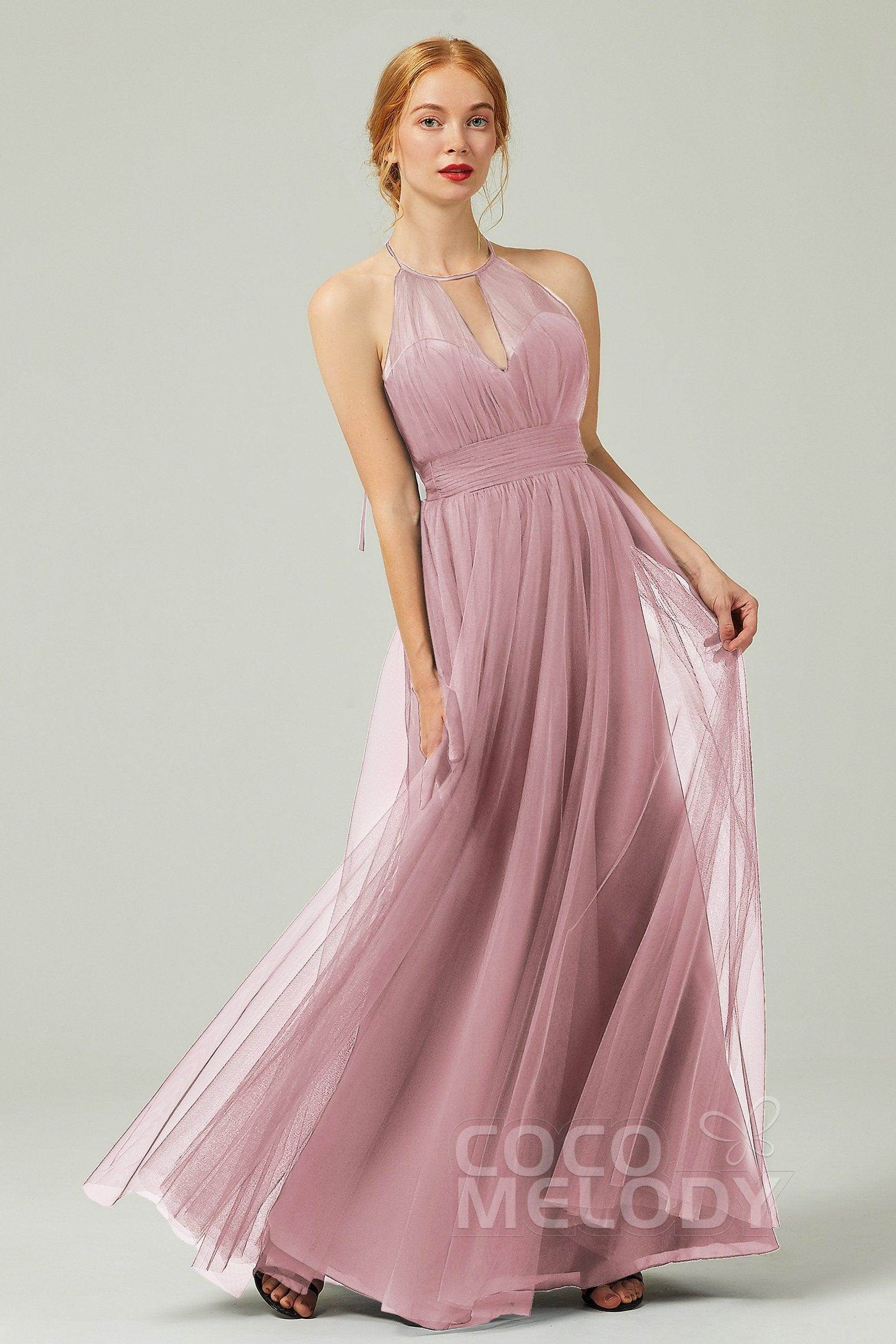 A-Line Floor Length Tulle Bridesmaid Dress CB0334