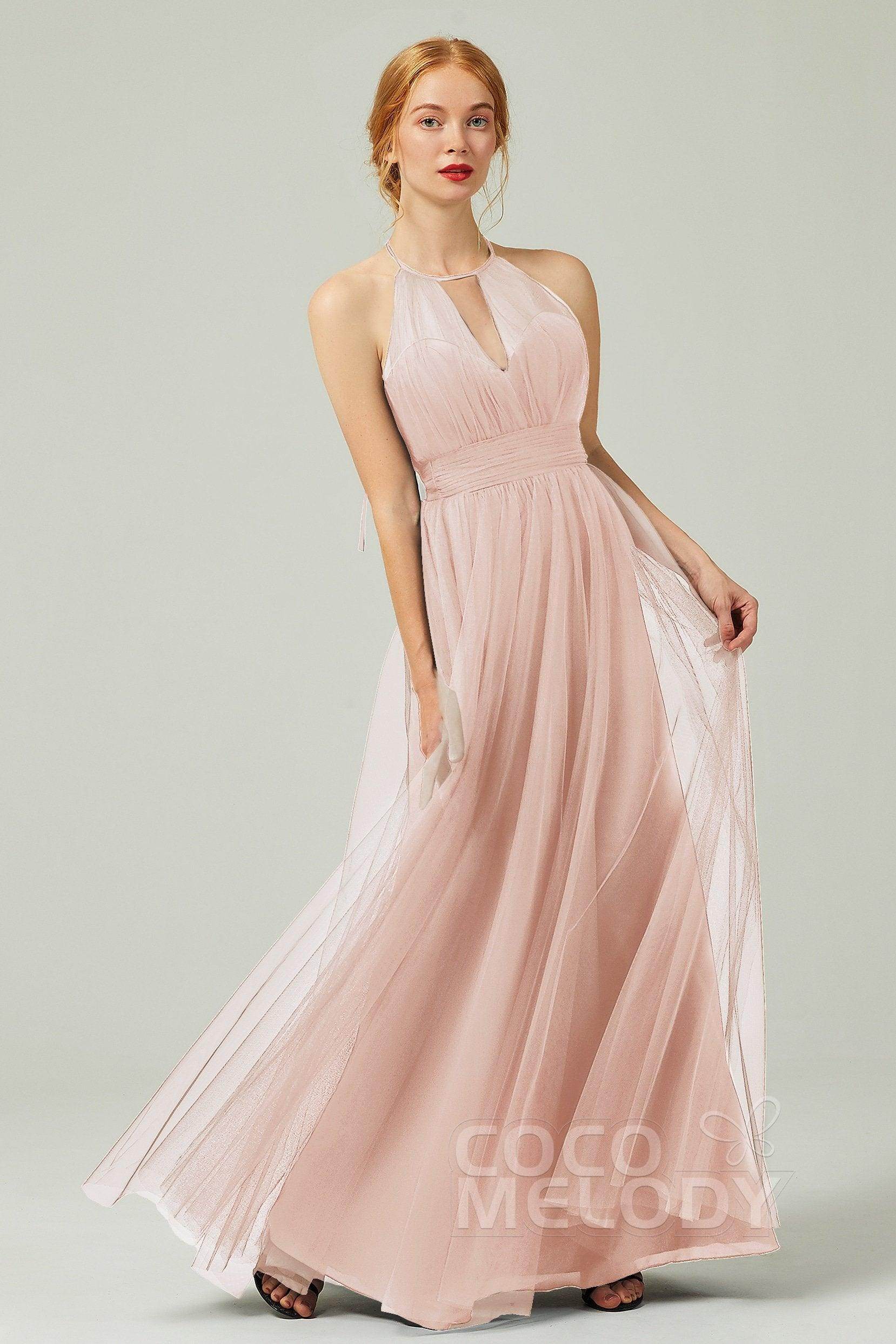 A-Line Floor Length Tulle Bridesmaid Dress CB0334PS