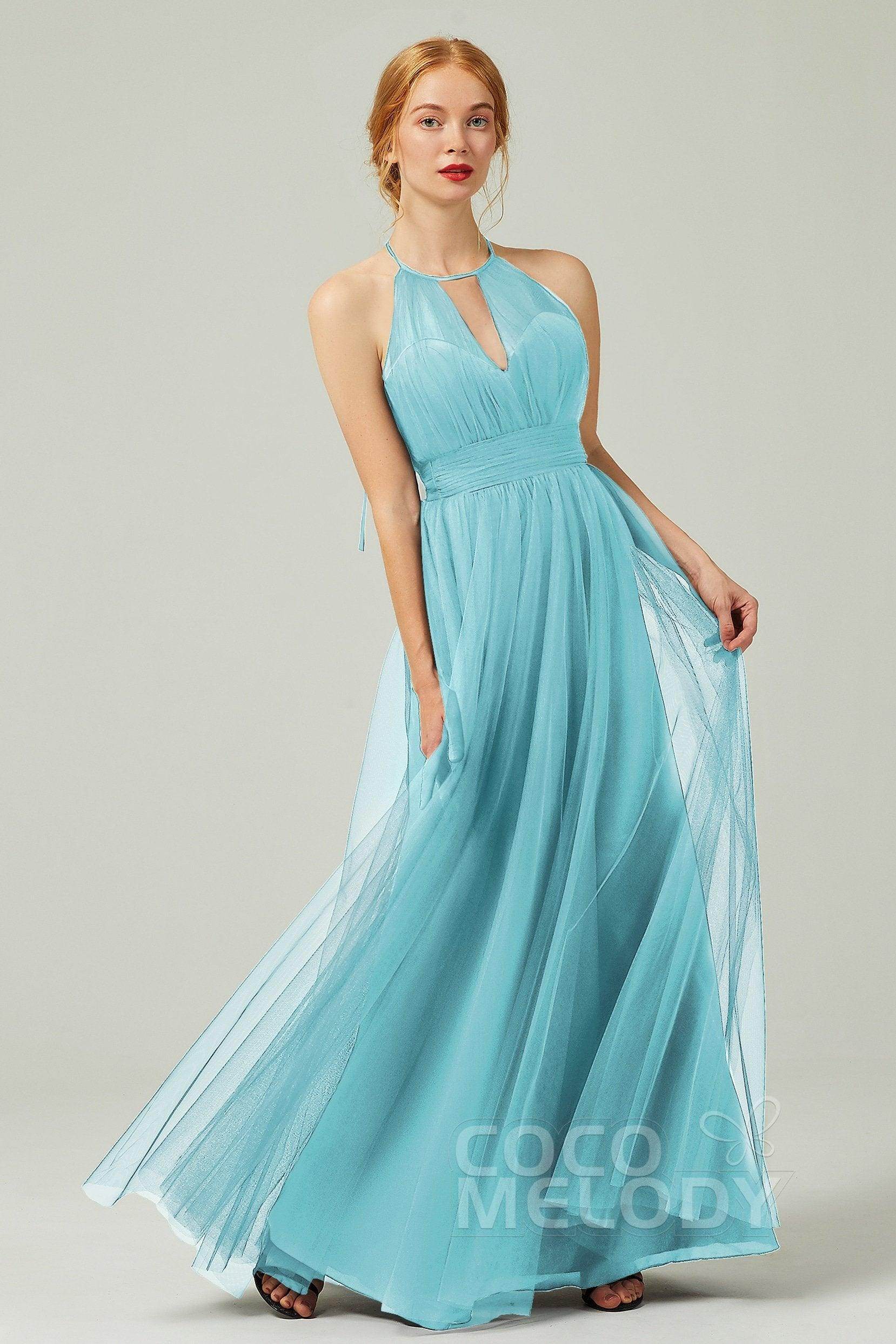 A-Line Floor Length Tulle Bridesmaid Dress CB0334