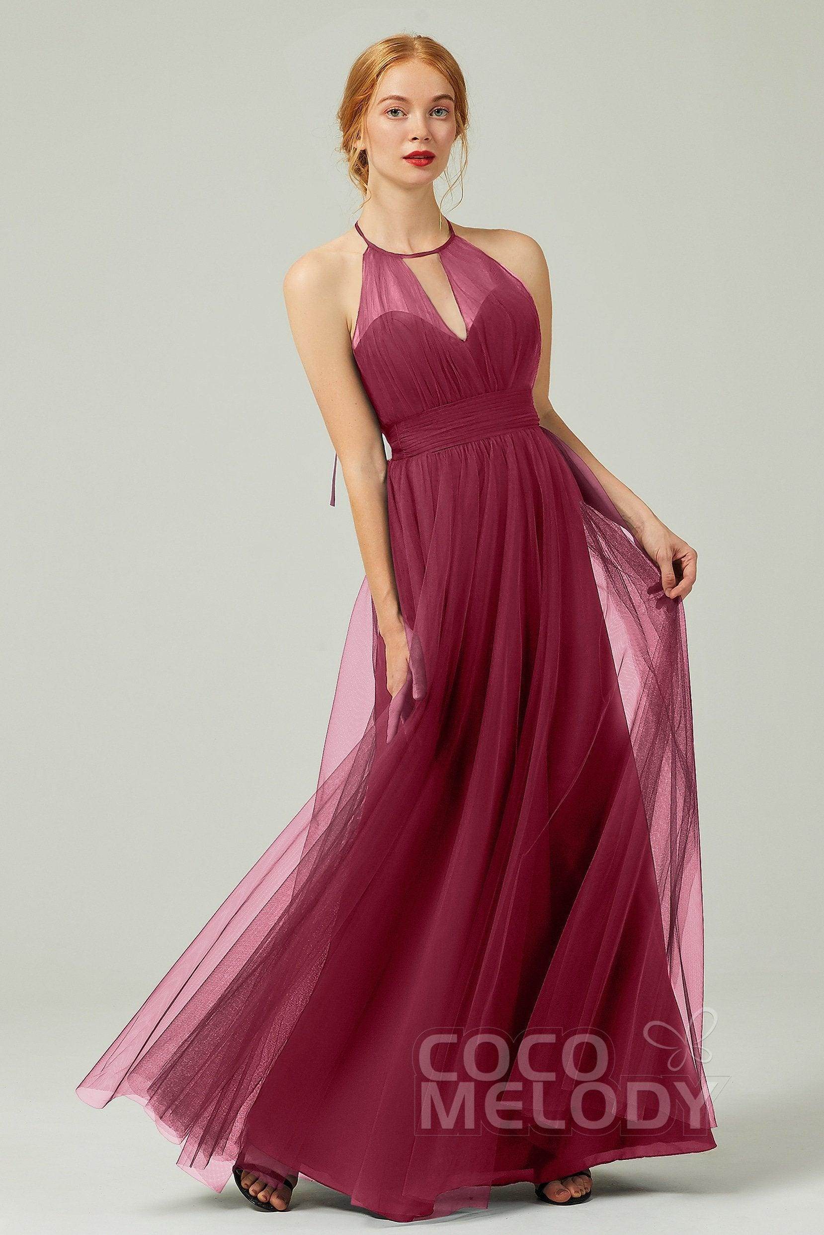 A-Line Floor Length Tulle Bridesmaid Dress CB0334PS