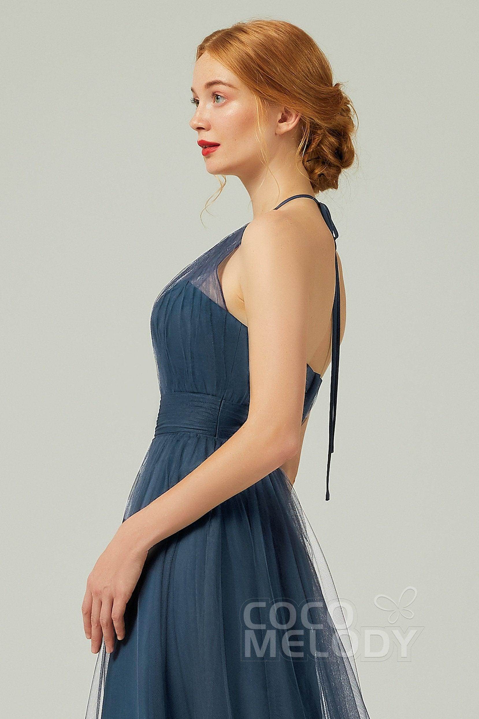A-Line Floor Length Tulle Bridesmaid Dress CB0334PS