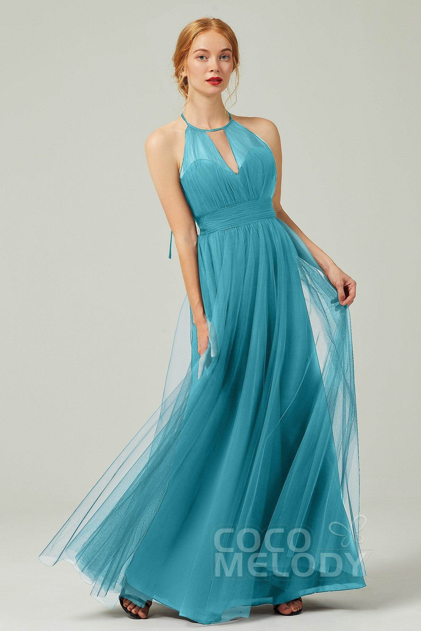 A-Line Floor Length Tulle Bridesmaid Dress CB0334PS