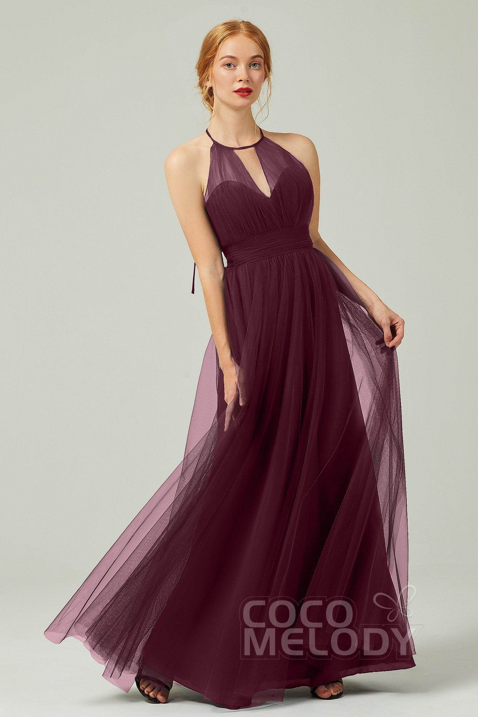 A-Line Floor Length Tulle Bridesmaid Dress CB0334PS