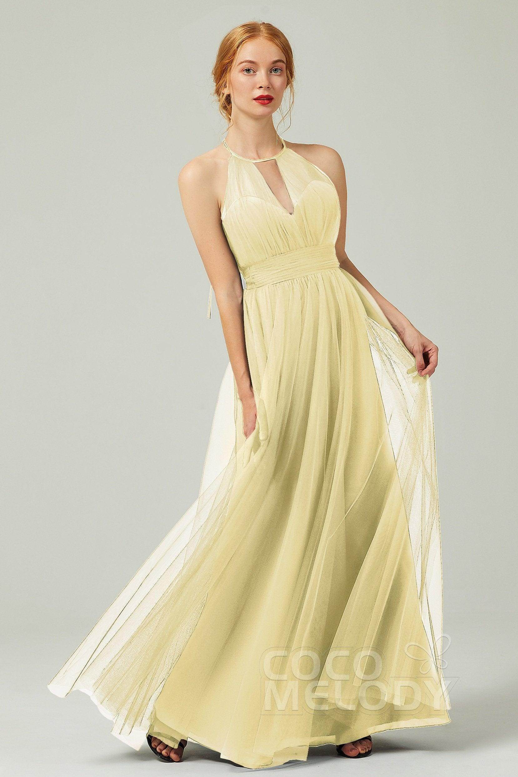 A-Line Floor Length Tulle Bridesmaid Dress CB0334