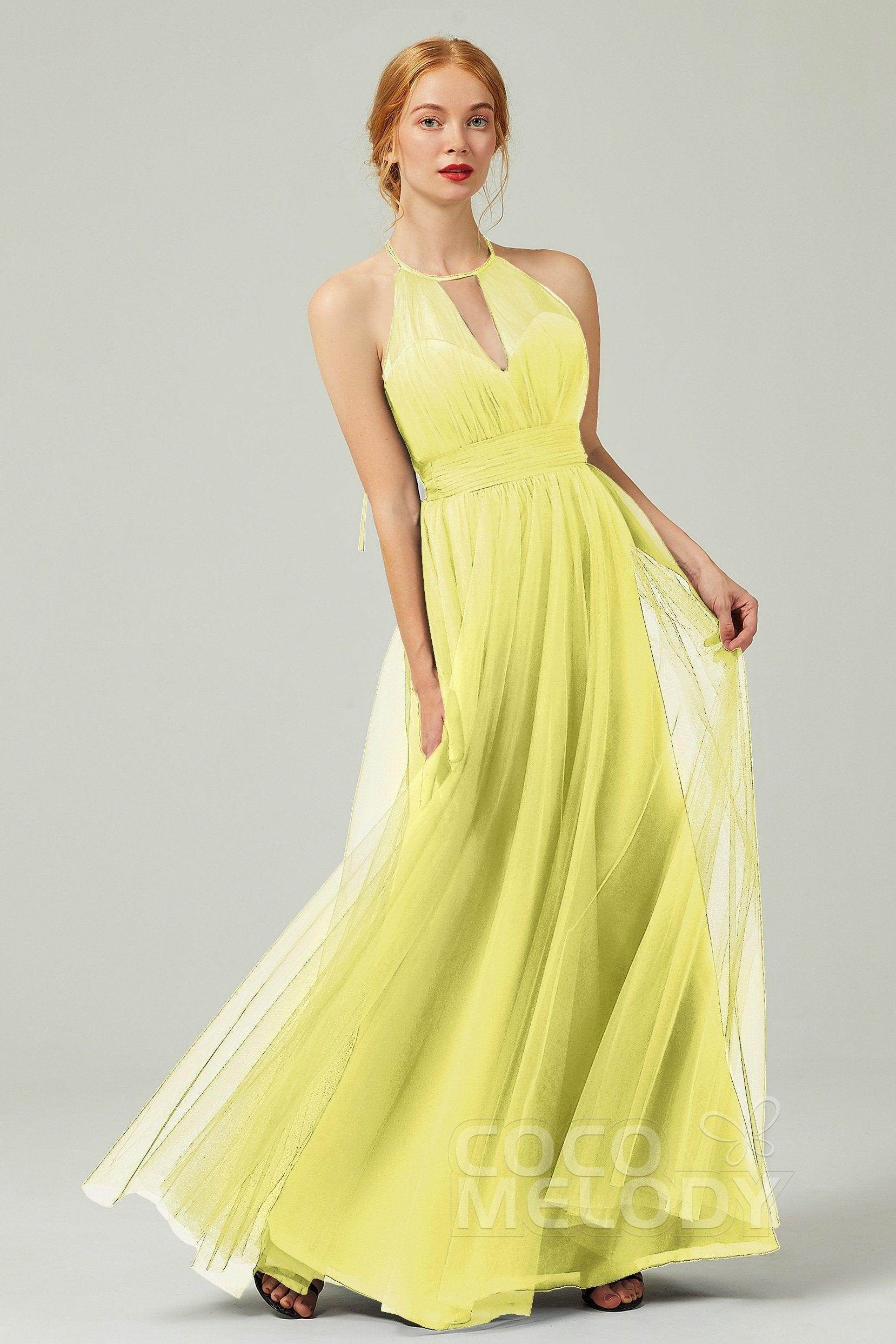 A-Line Floor Length Tulle Bridesmaid Dress CB0334PS