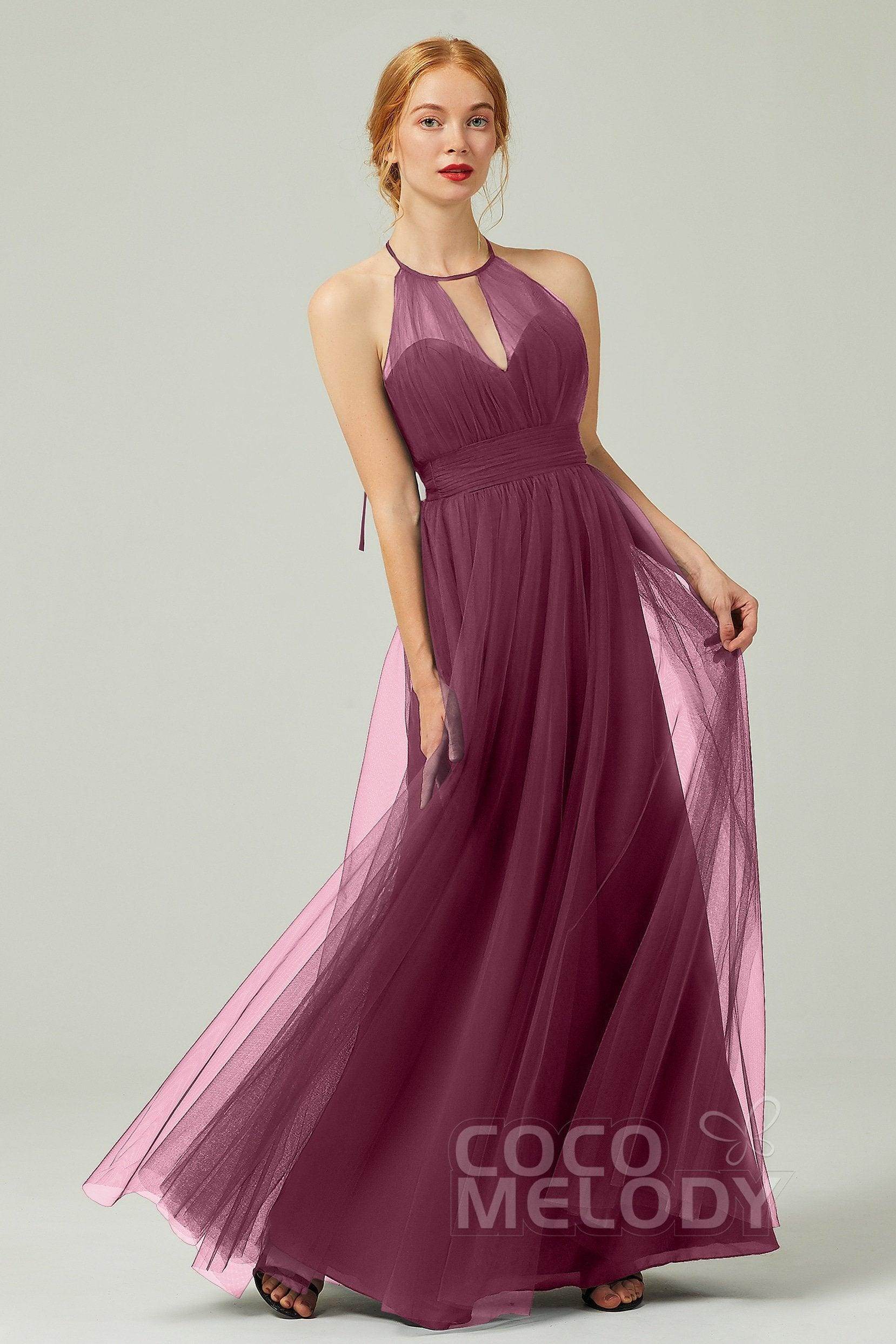 A-Line Floor Length Tulle Bridesmaid Dress CB0334