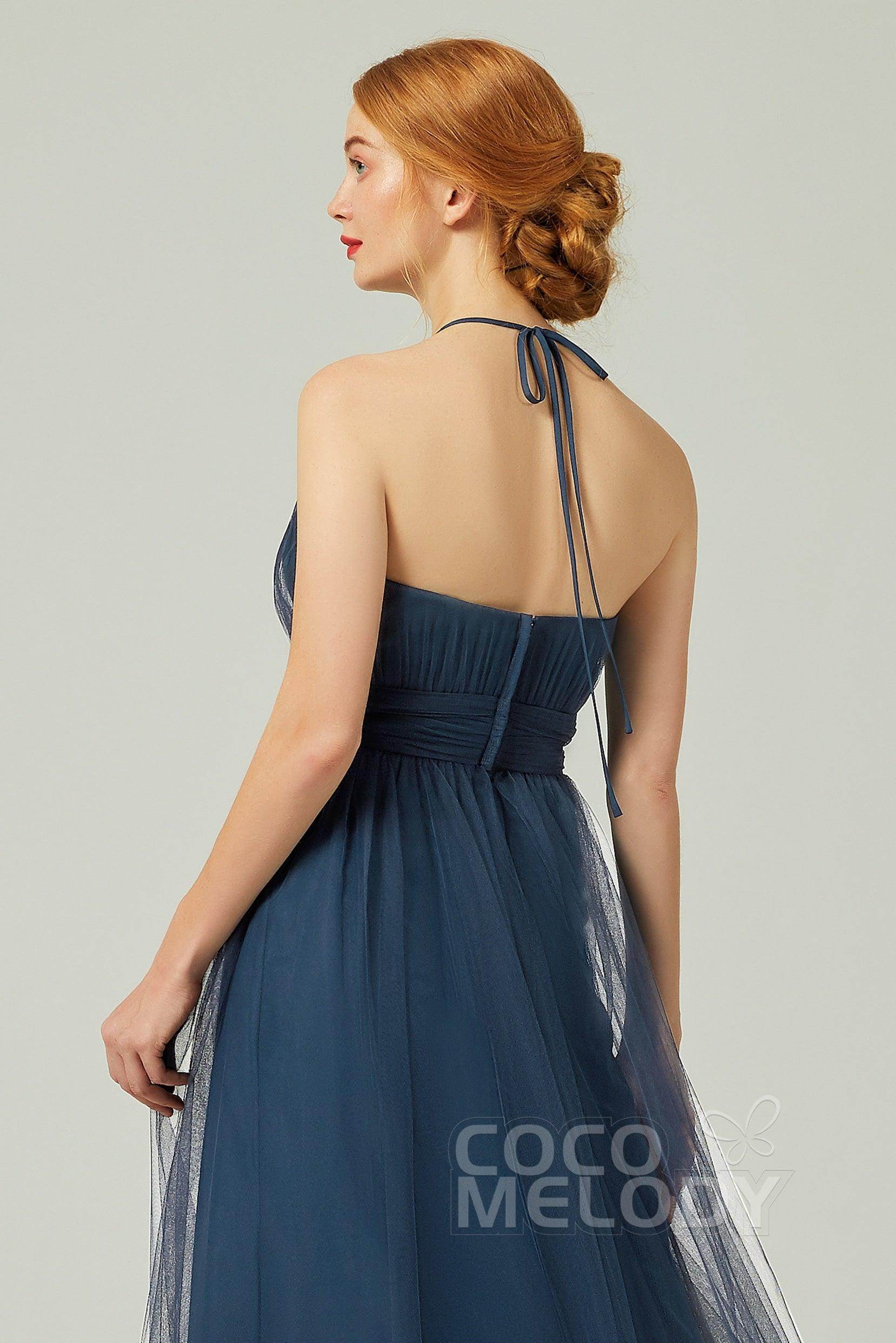 A-Line Floor Length Tulle Bridesmaid Dress CB0334PS
