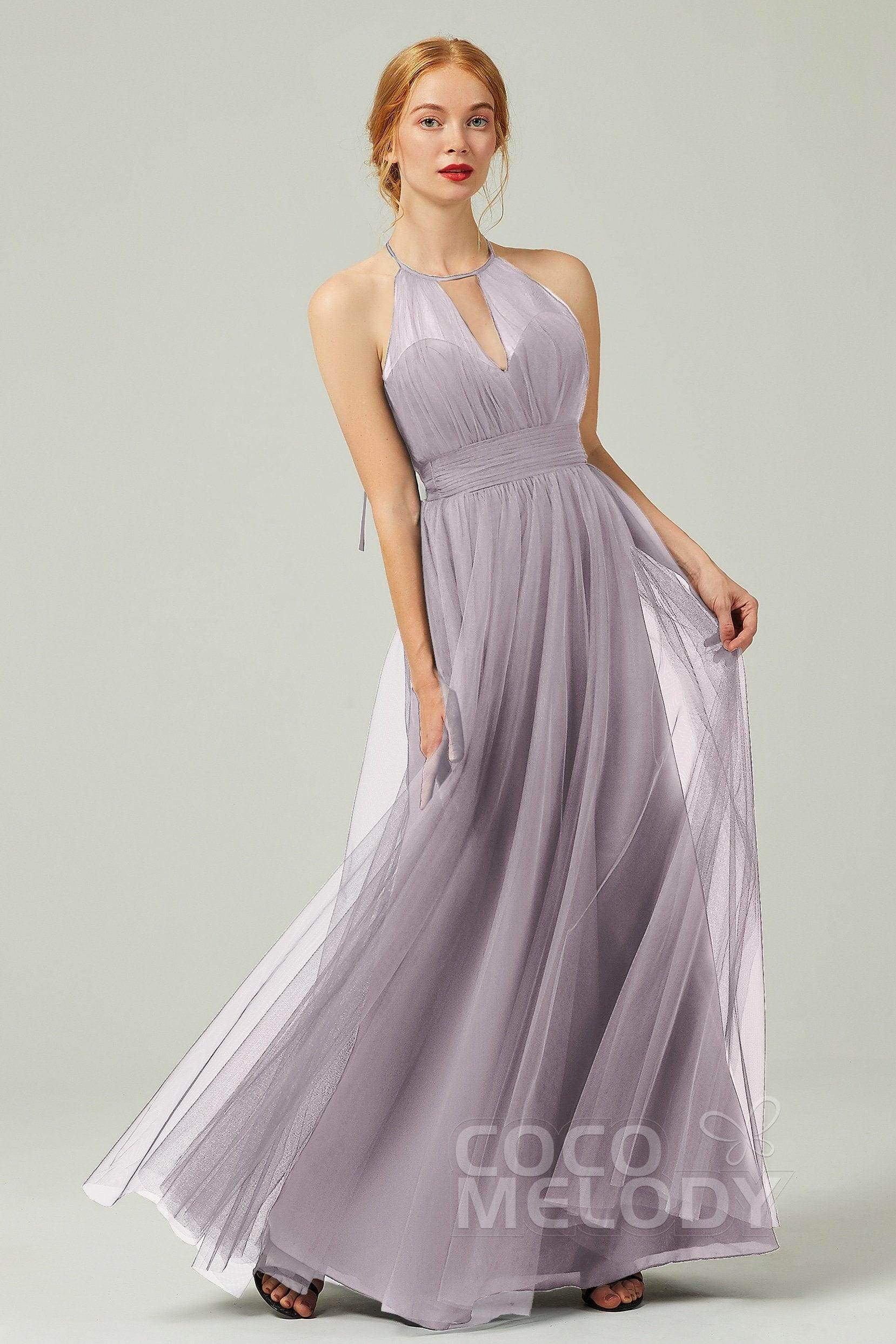 A-Line Floor Length Tulle Bridesmaid Dress CB0334PS