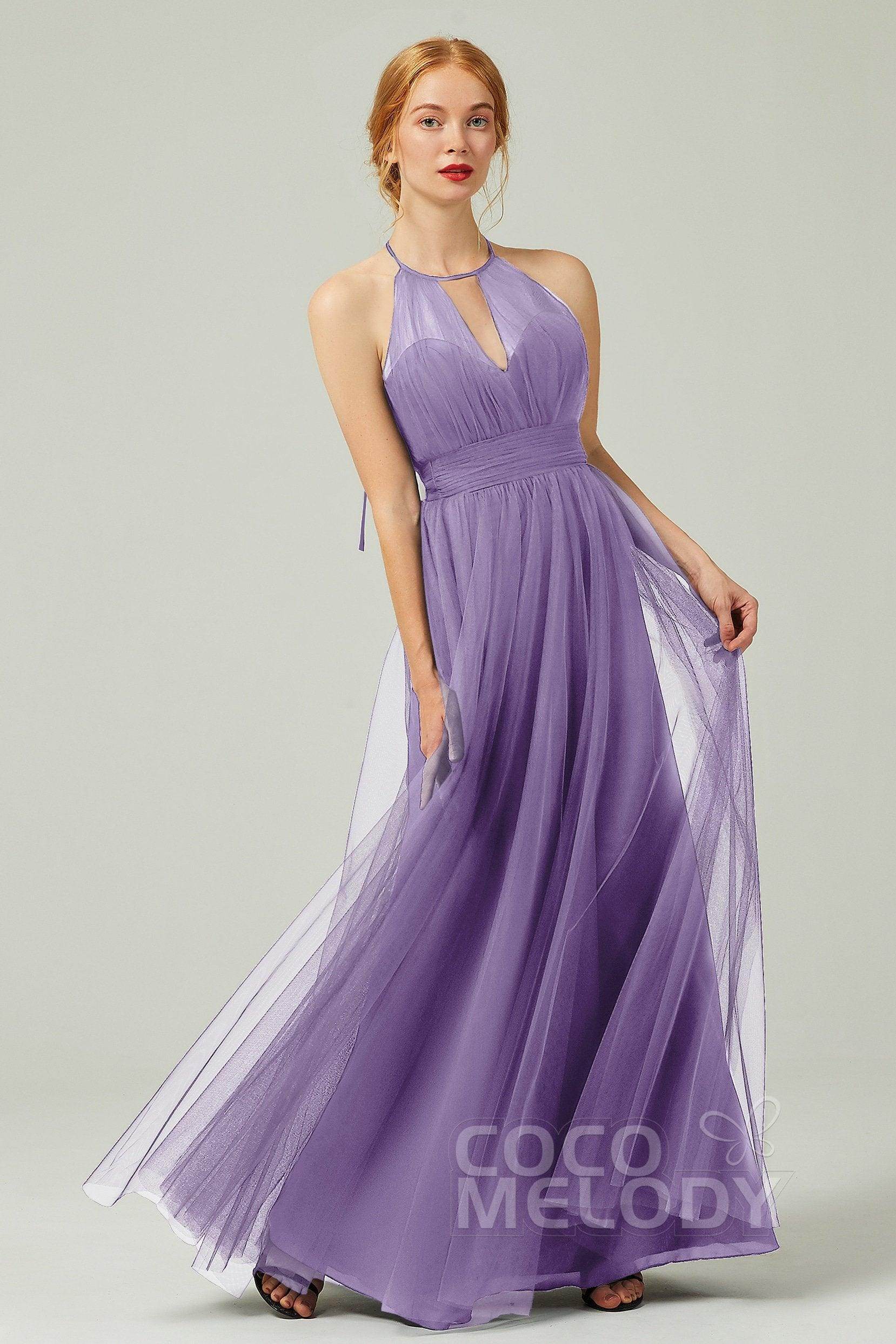 A-Line Floor Length Tulle Bridesmaid Dress CB0334PS