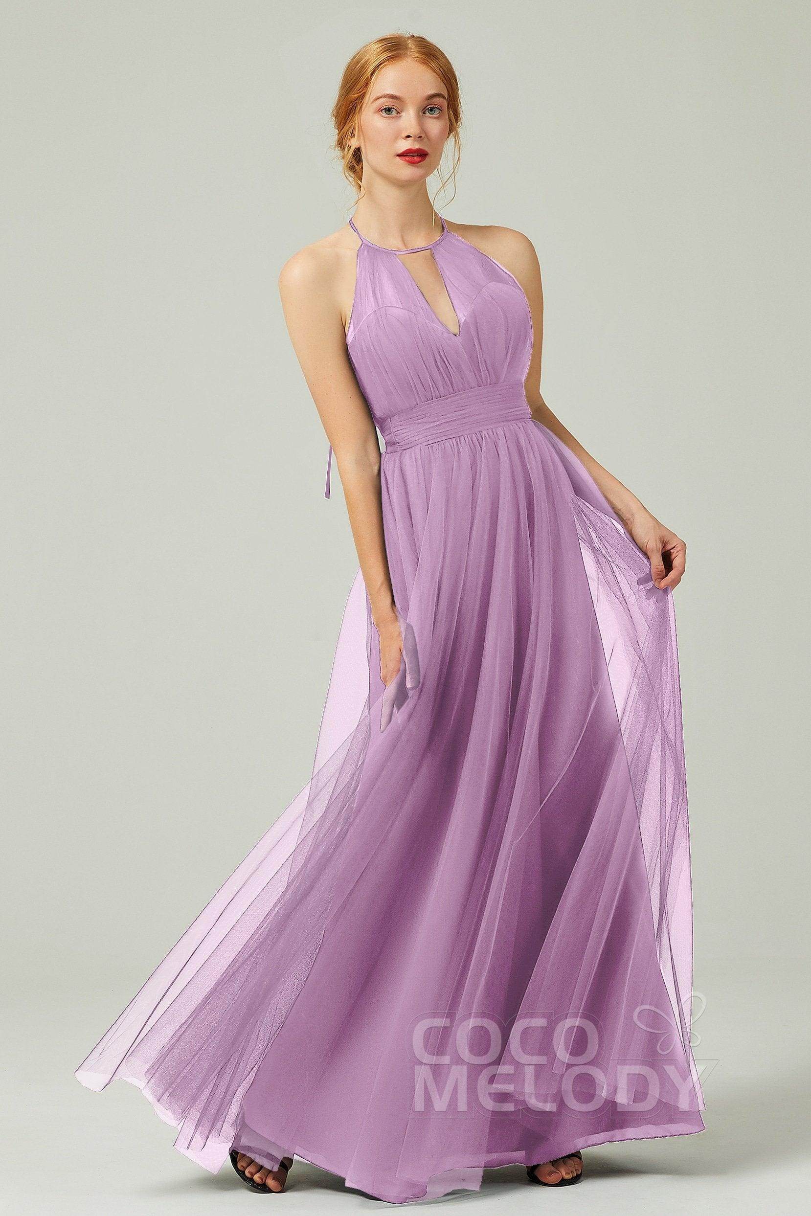A-Line Floor Length Tulle Bridesmaid Dress CB0334PS