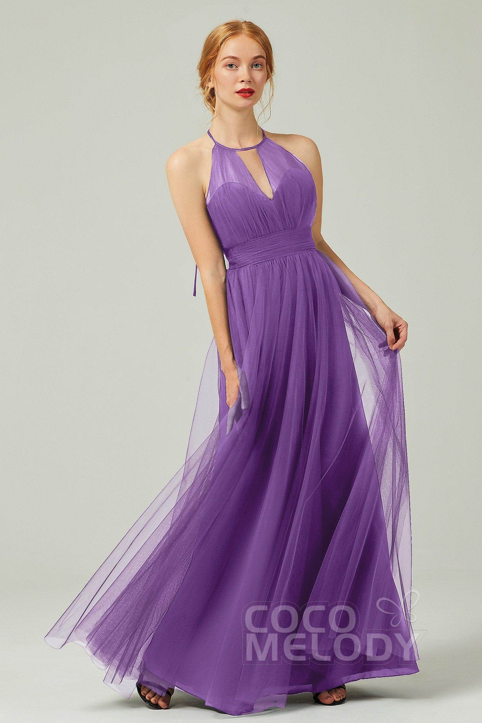 A-Line Floor Length Tulle Bridesmaid Dress CB0334PS