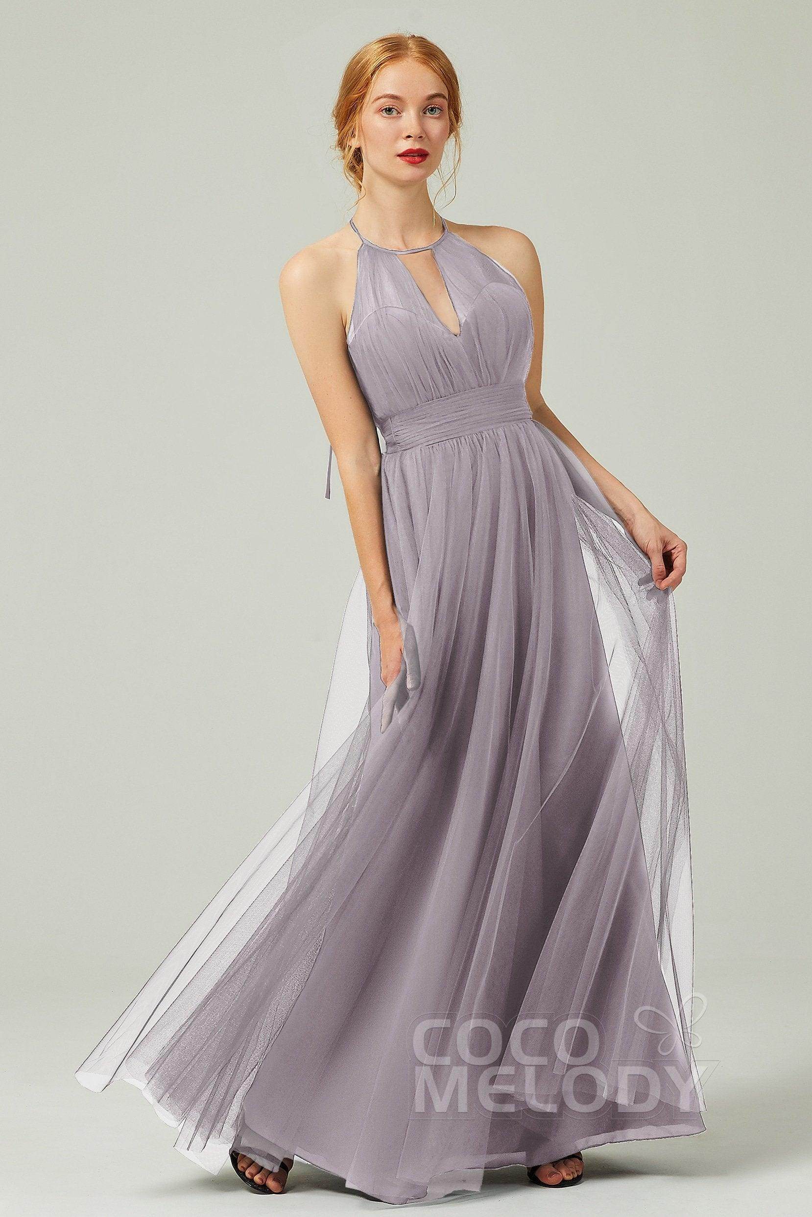 A-Line Floor Length Tulle Bridesmaid Dress CB0334