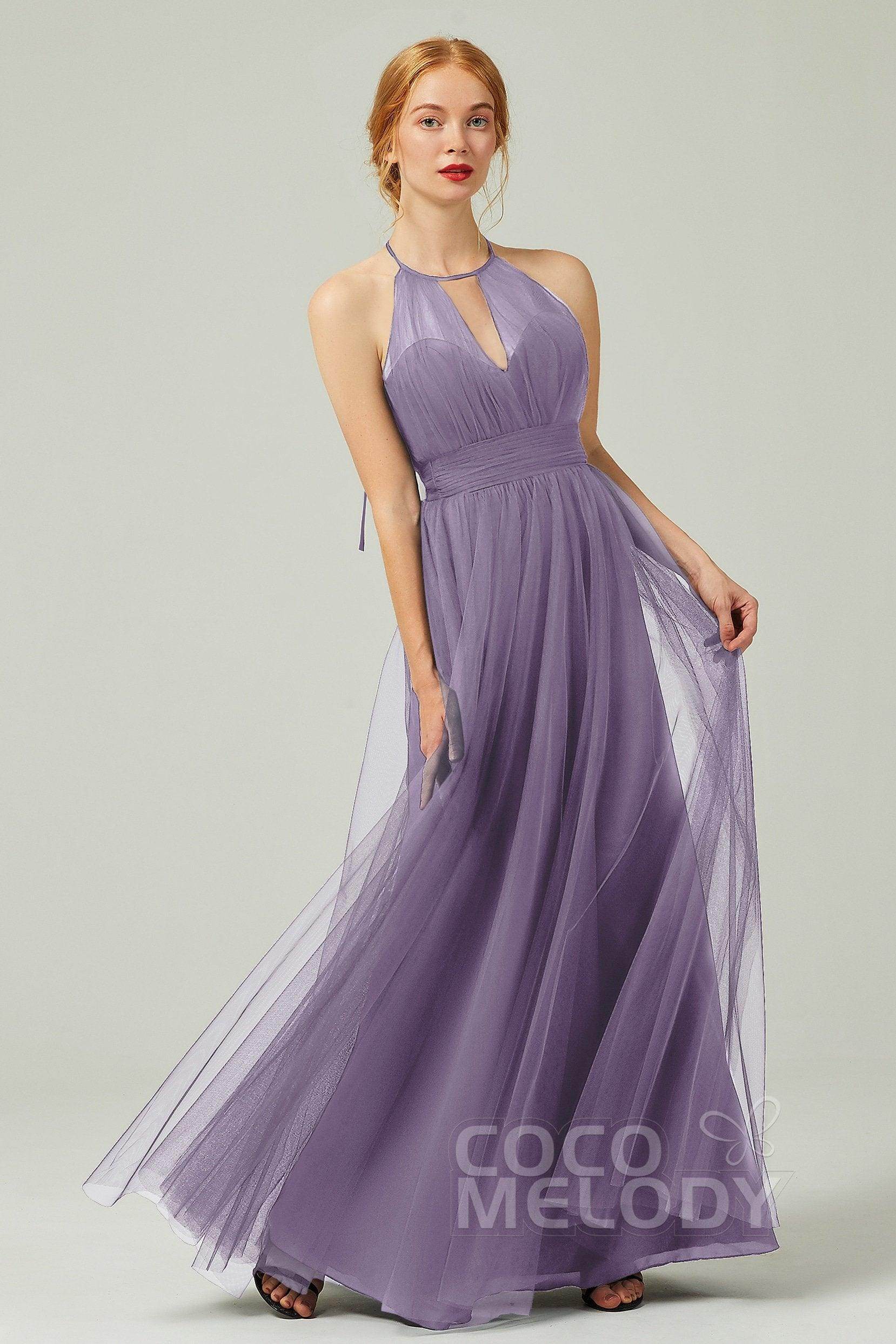 A-Line Floor Length Tulle Bridesmaid Dress CB0334