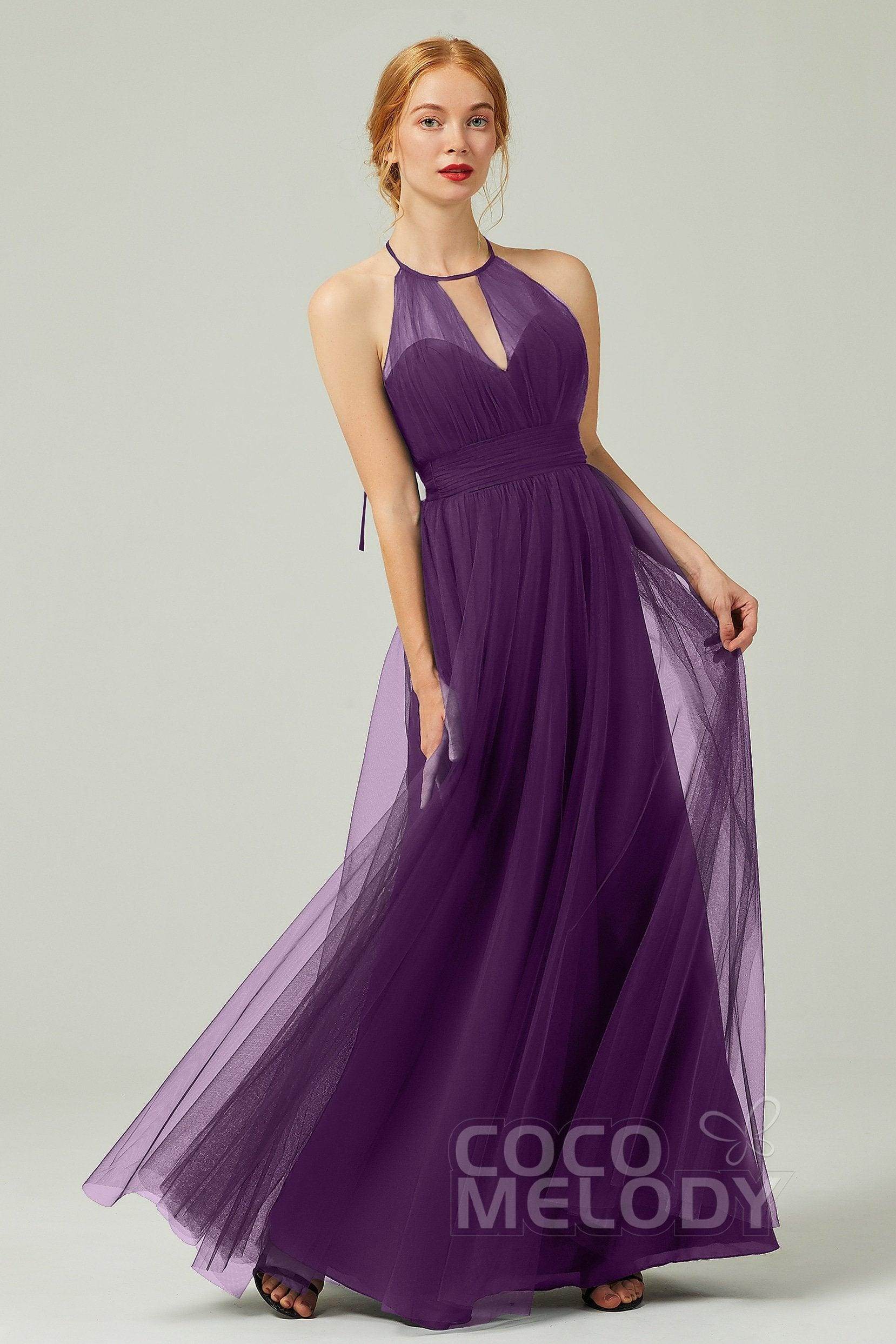 A-Line Floor Length Tulle Bridesmaid Dress CB0334