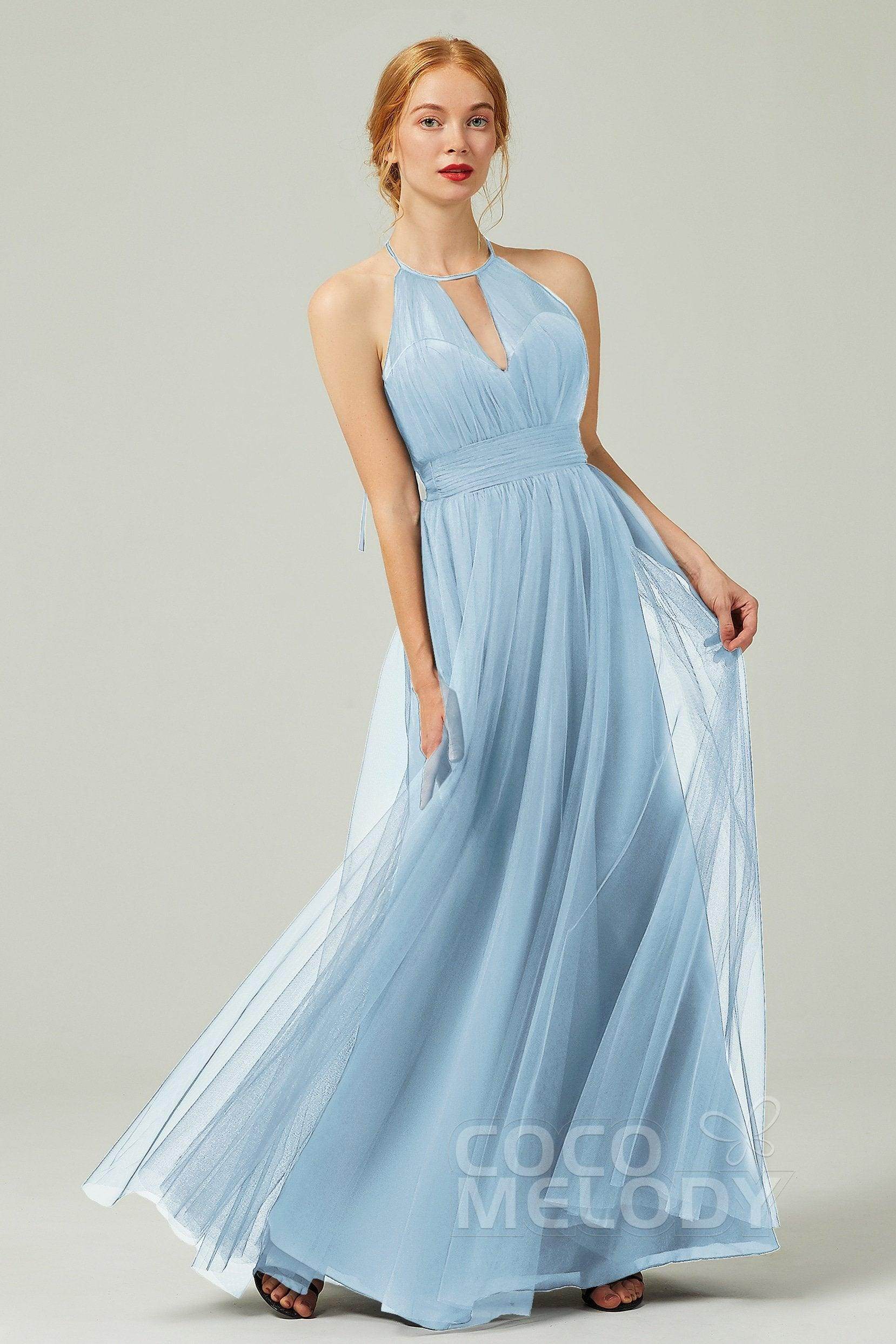 A-Line Floor Length Tulle Bridesmaid Dress CB0334PS