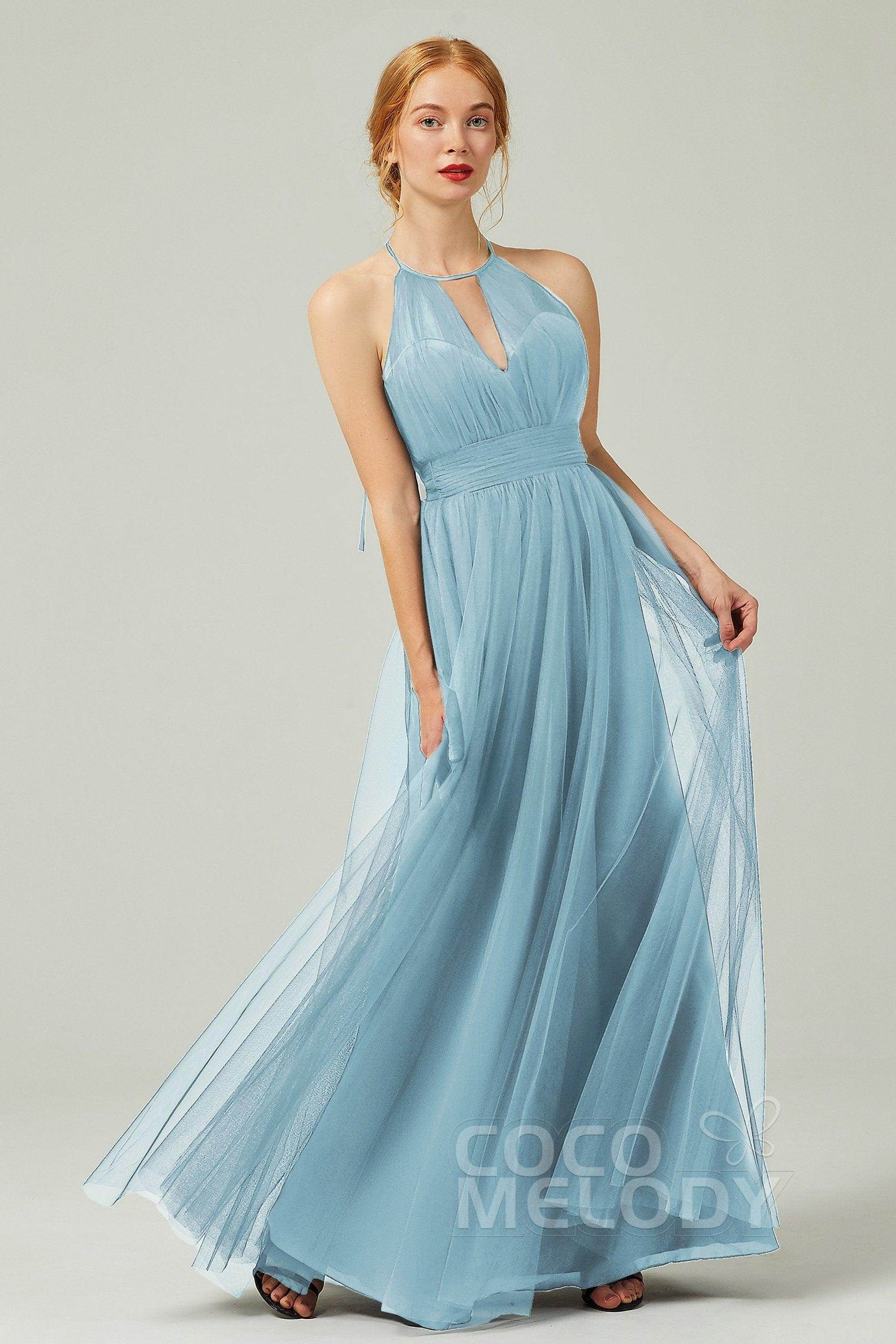 A-Line Floor Length Tulle Bridesmaid Dress CB0334PS