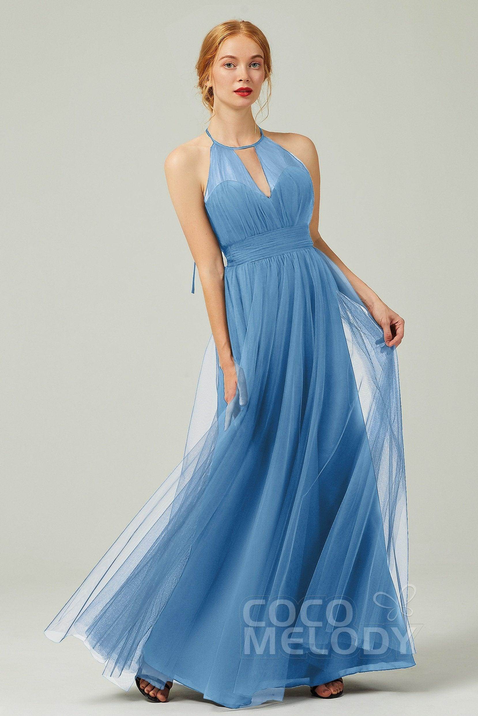A-Line Floor Length Tulle Bridesmaid Dress CB0334PS