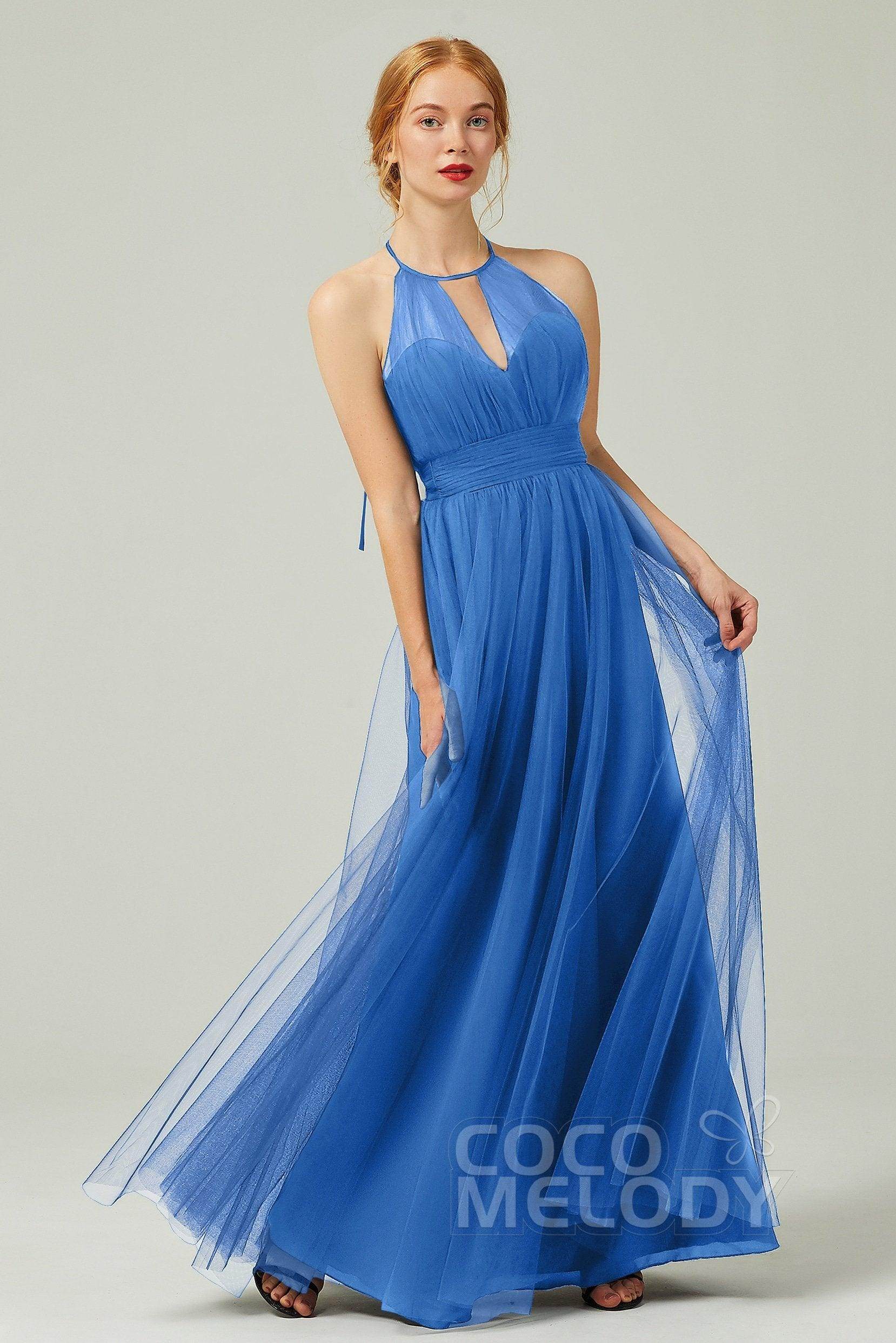 A-Line Floor Length Tulle Bridesmaid Dress CB0334
