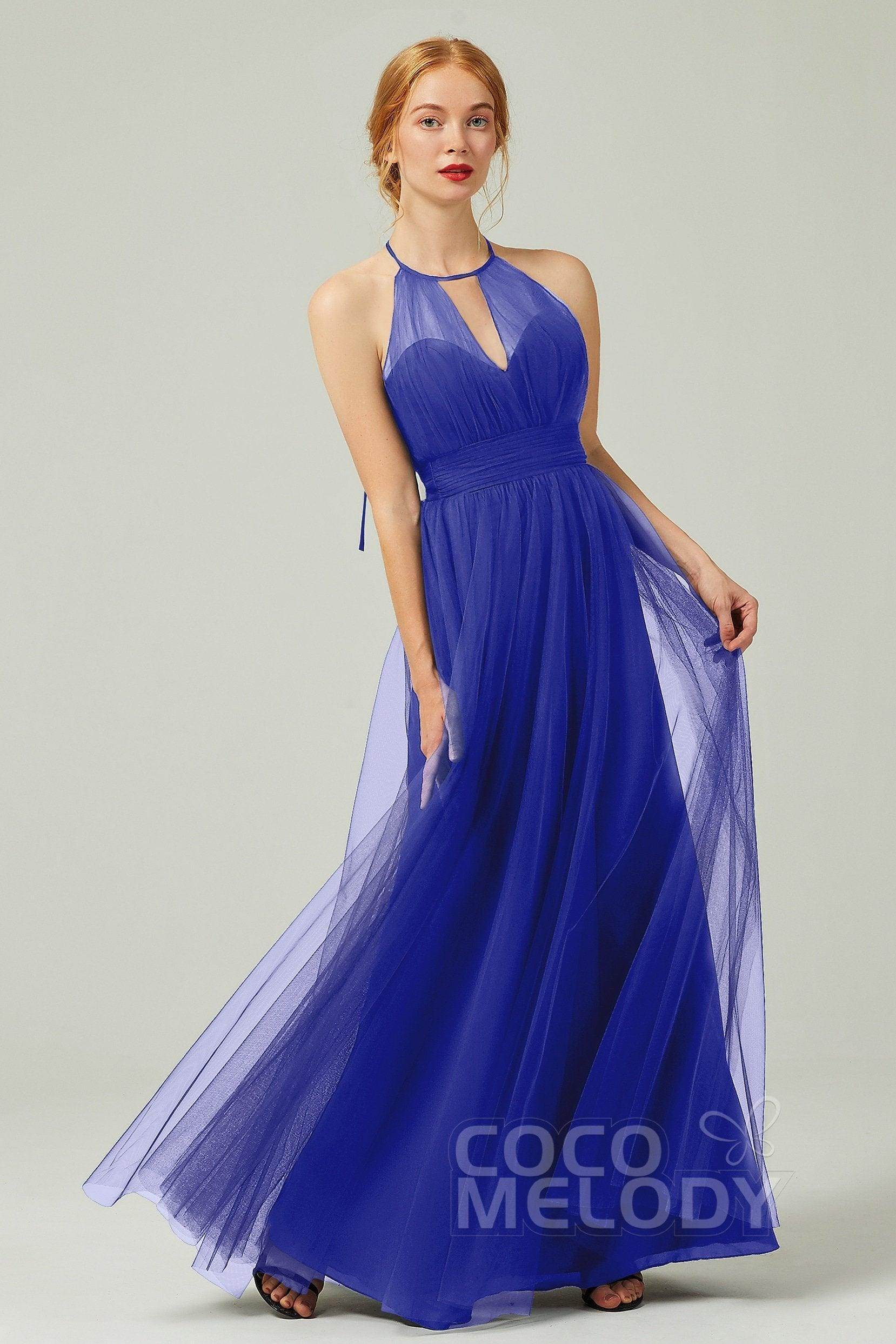 A-Line Floor Length Tulle Bridesmaid Dress CB0334PS