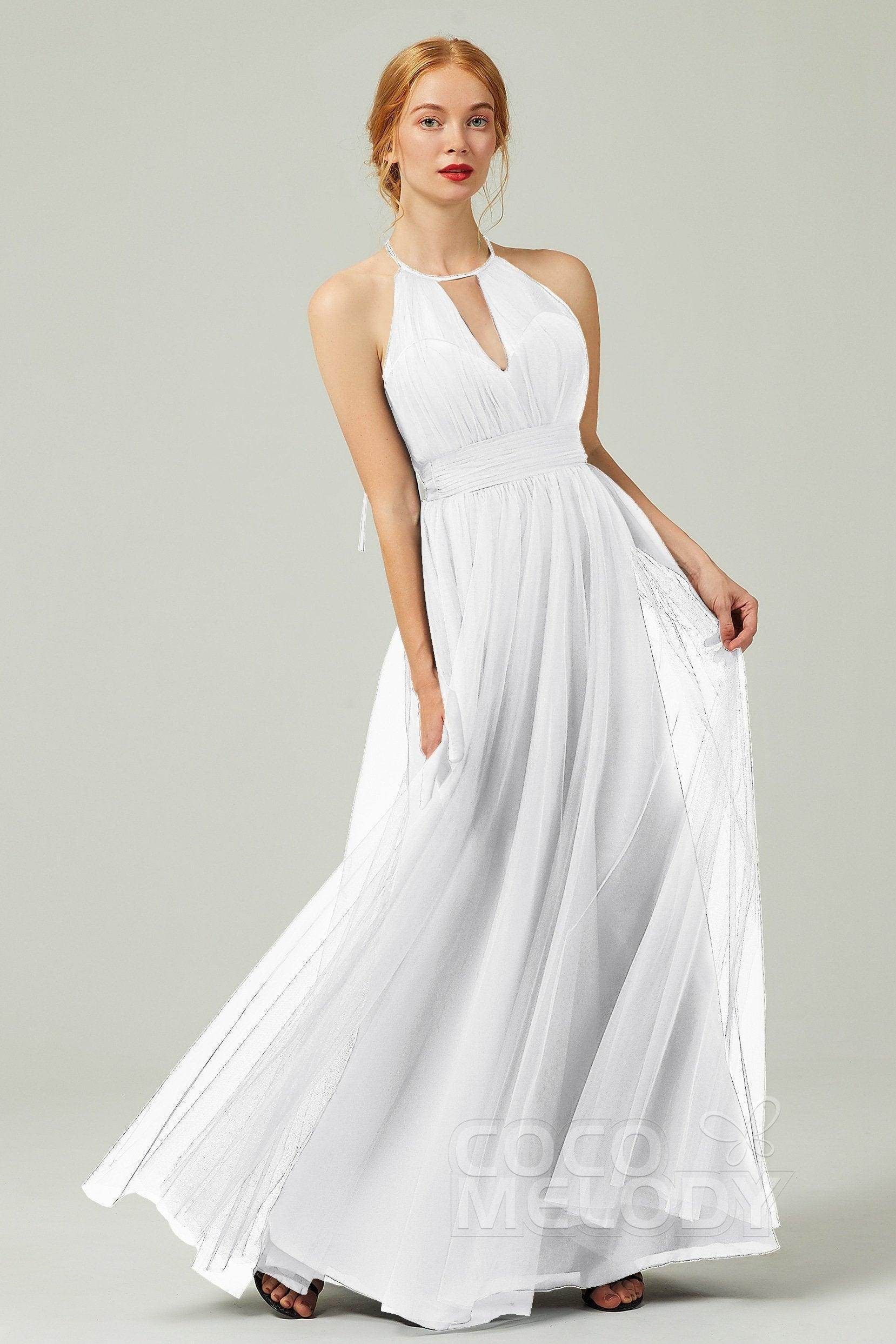A-Line Floor Length Tulle Bridesmaid Dress CB0334PS