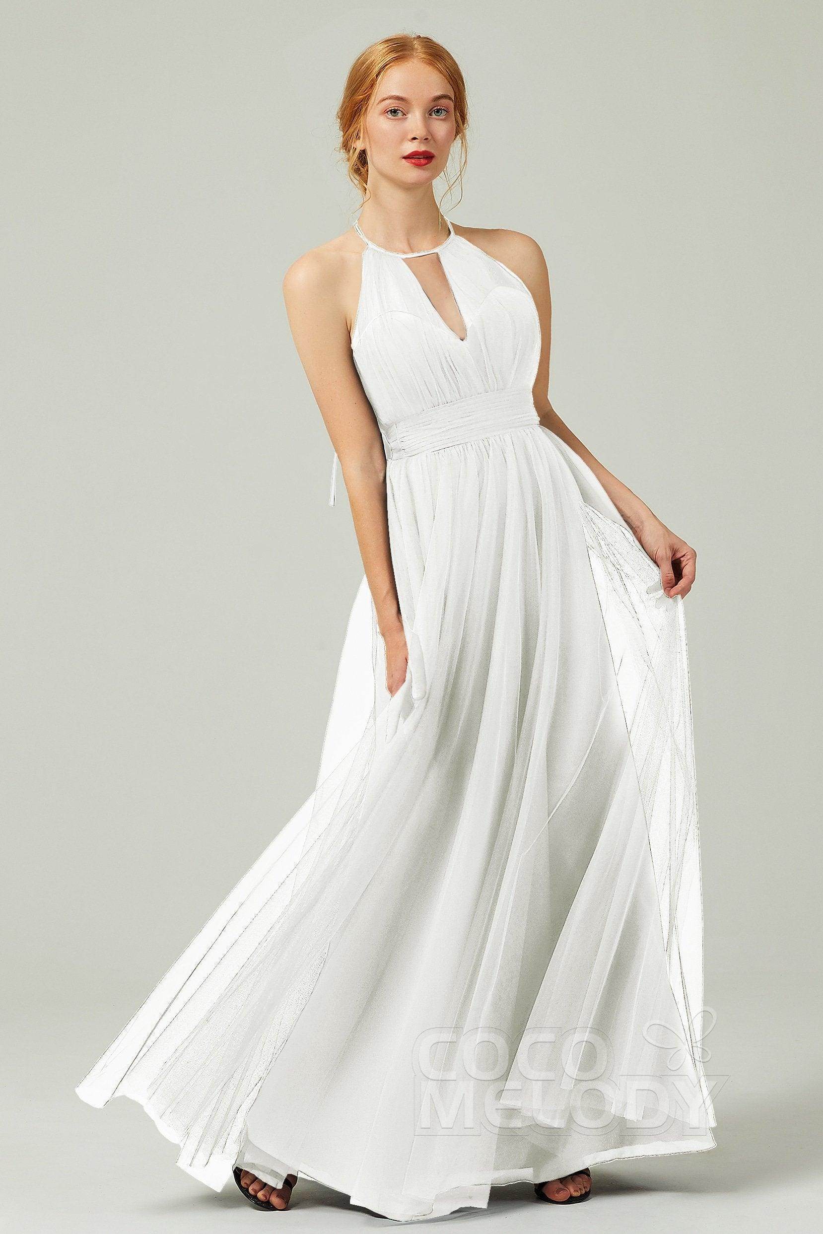 A-Line Floor Length Tulle Bridesmaid Dress CB0334PS