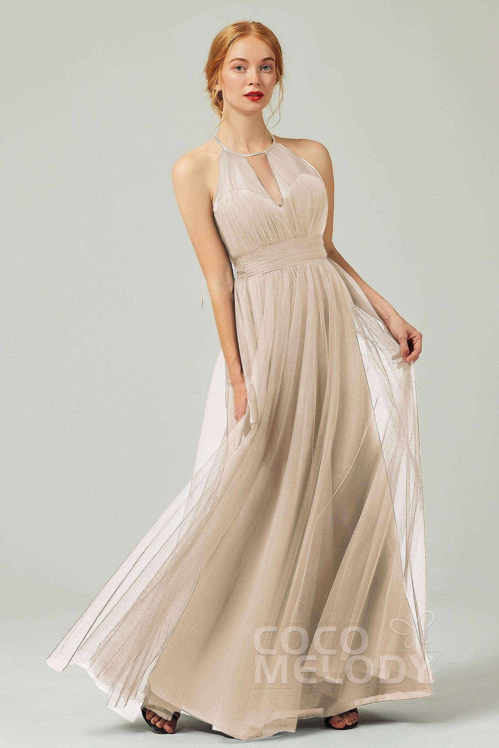 A-Line Floor Length Tulle Bridesmaid Dress CB0334PS