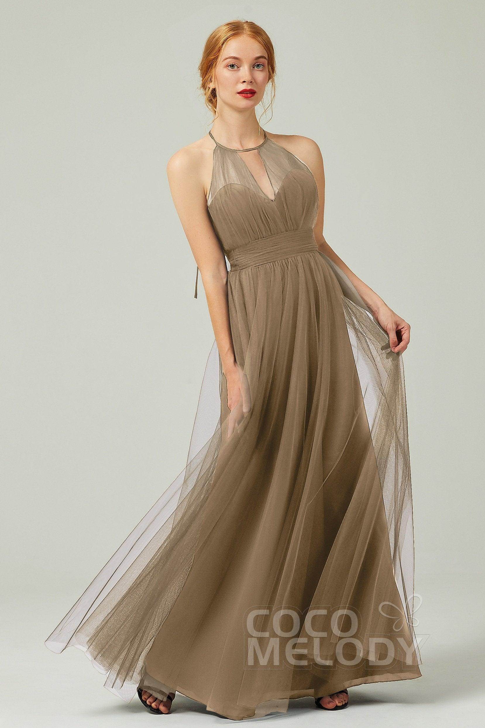 A-Line Floor Length Tulle Bridesmaid Dress CB0334PS