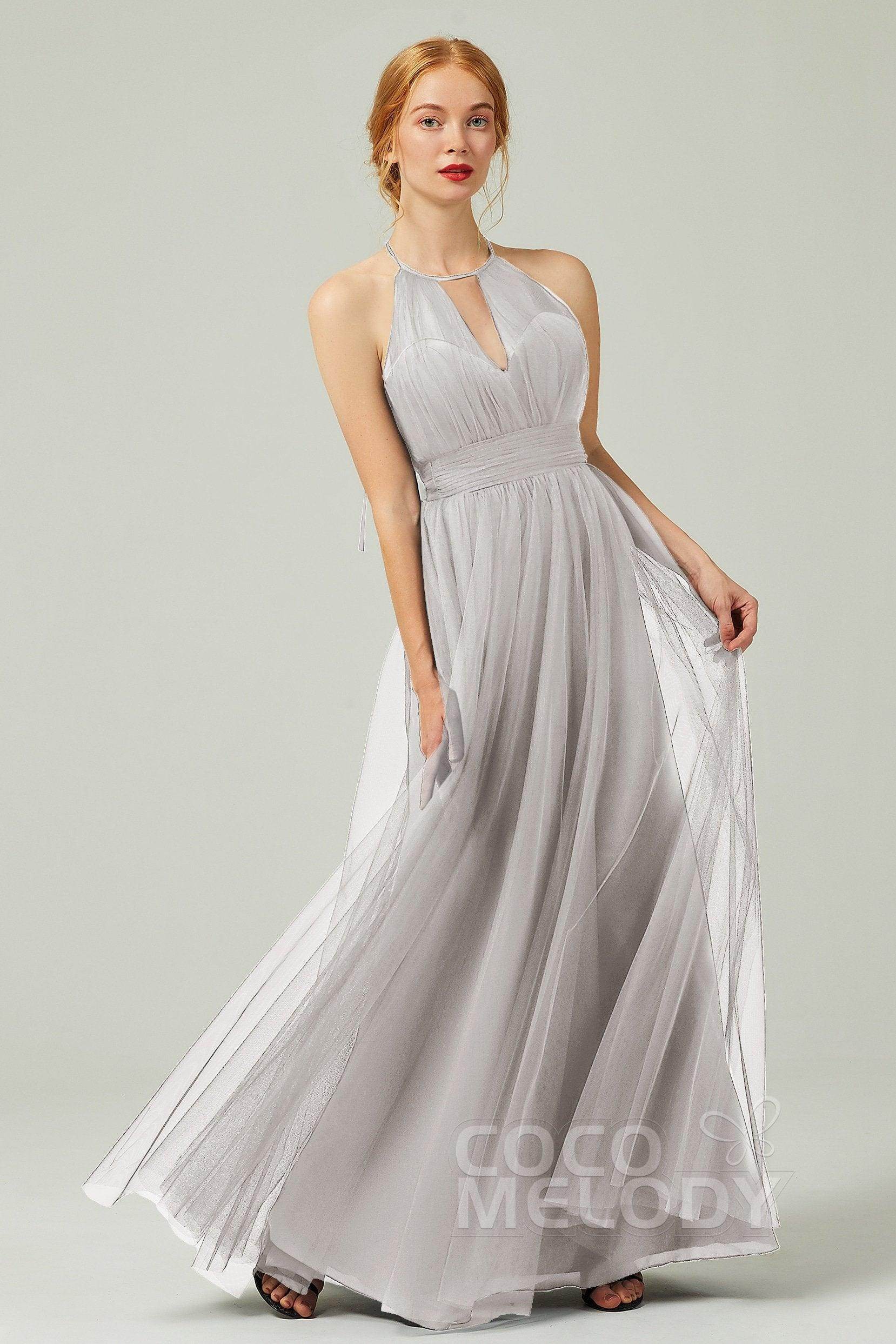 A-Line Floor Length Tulle Bridesmaid Dress CB0334PS