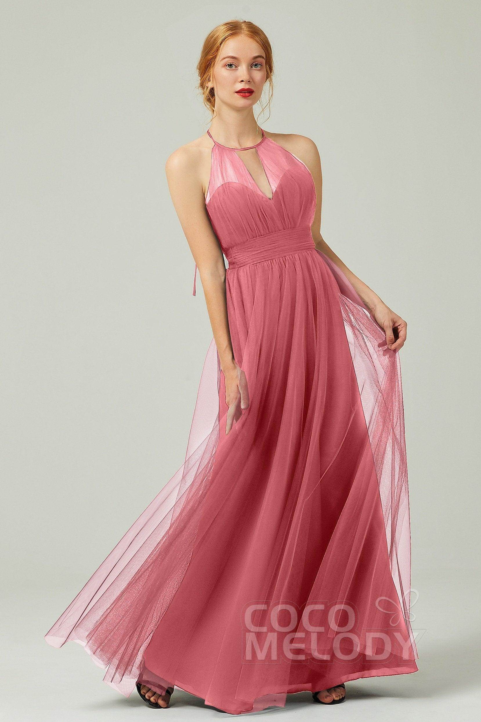 A-Line Floor Length Tulle Bridesmaid Dress CB0334