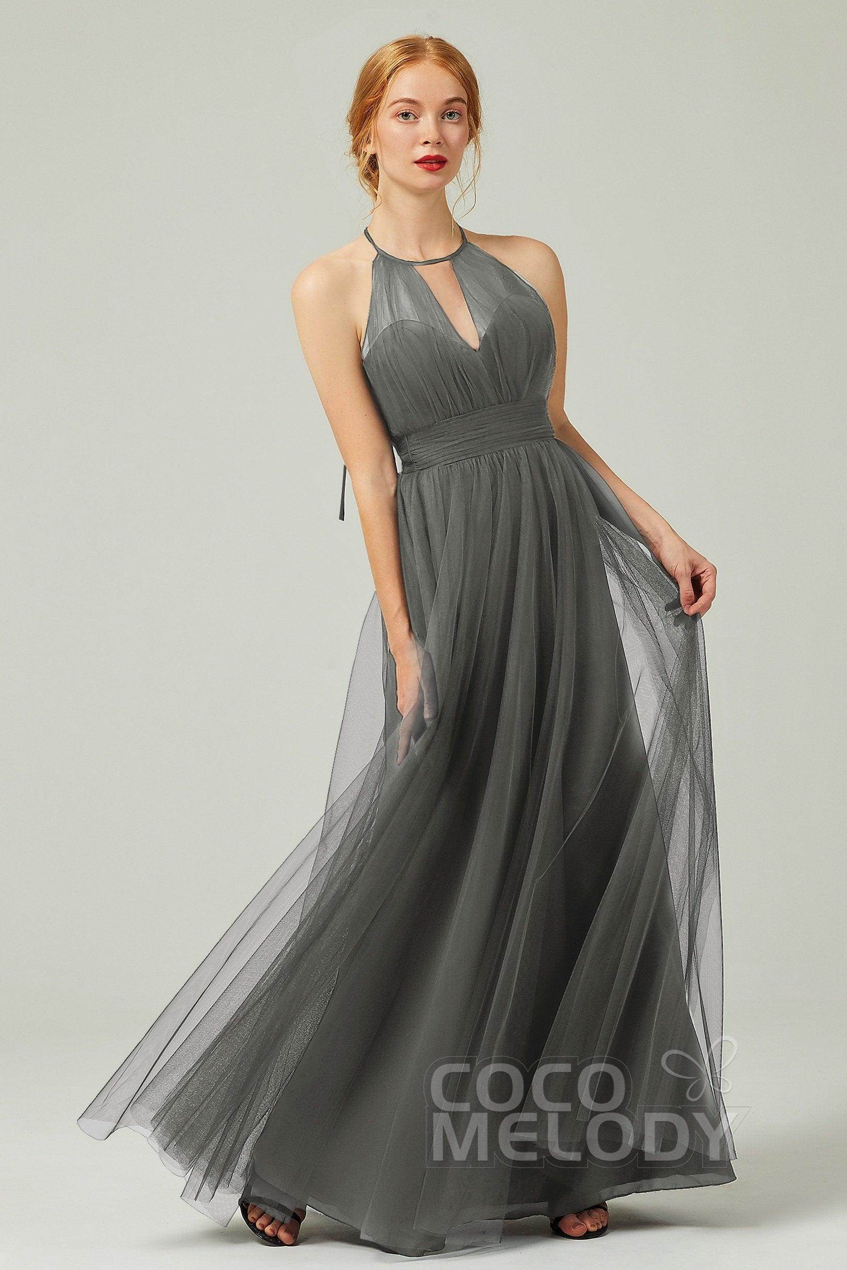 A-Line Floor Length Tulle Bridesmaid Dress CB0334