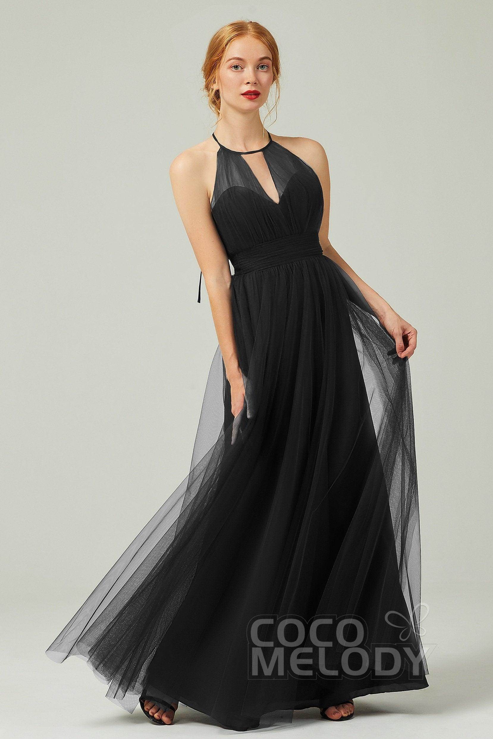 A-Line Floor Length Tulle Bridesmaid Dress CB0334PS