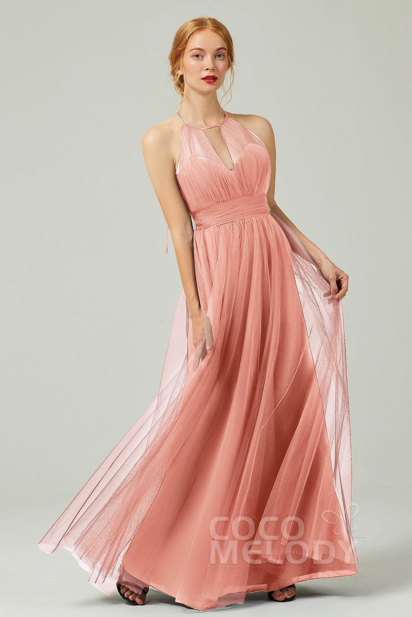 A-Line Floor Length Tulle Bridesmaid Dress CB0334